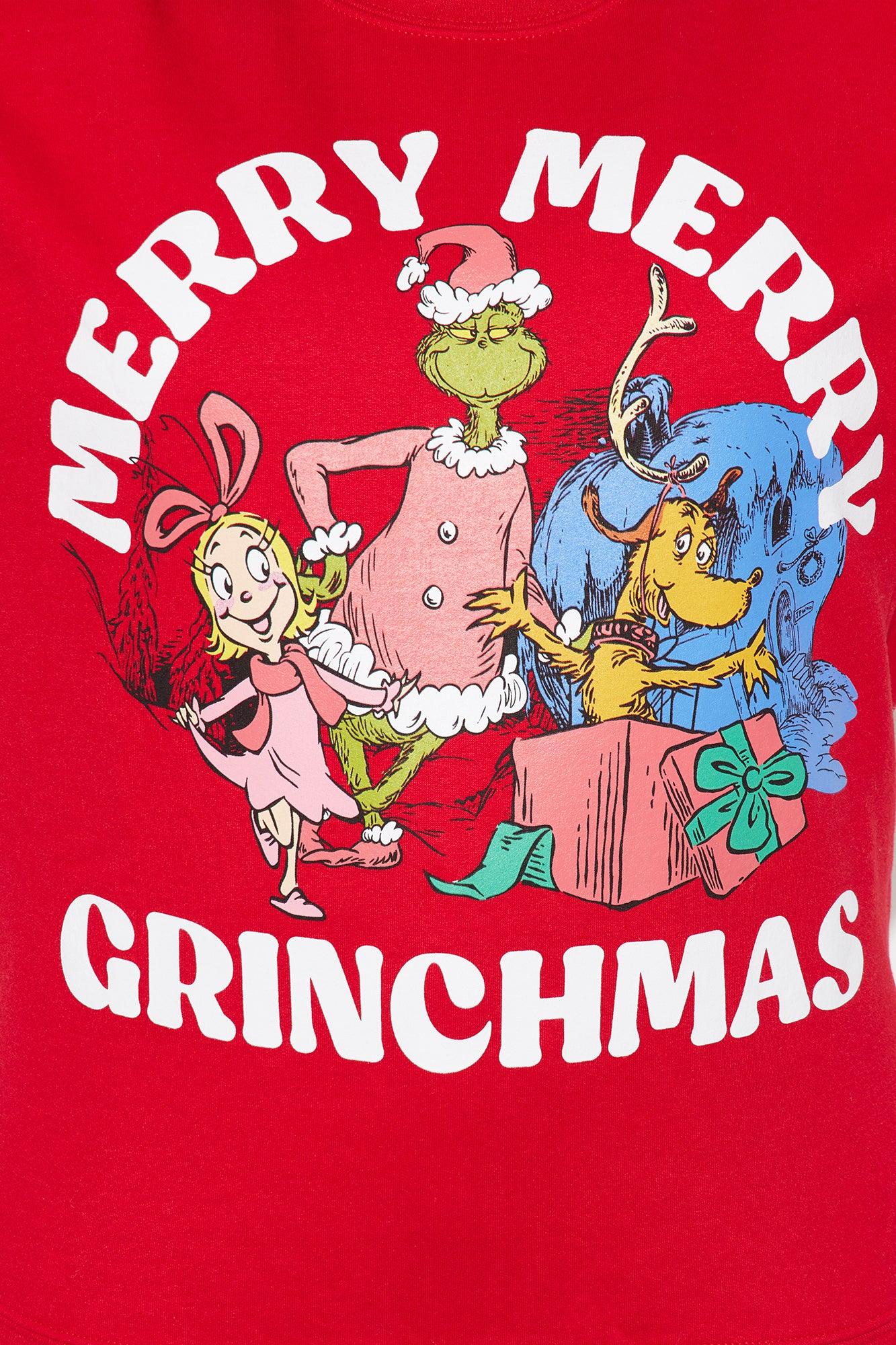The Grinch Merry Merry Christmas Sweatshirt - Red Female Product Image