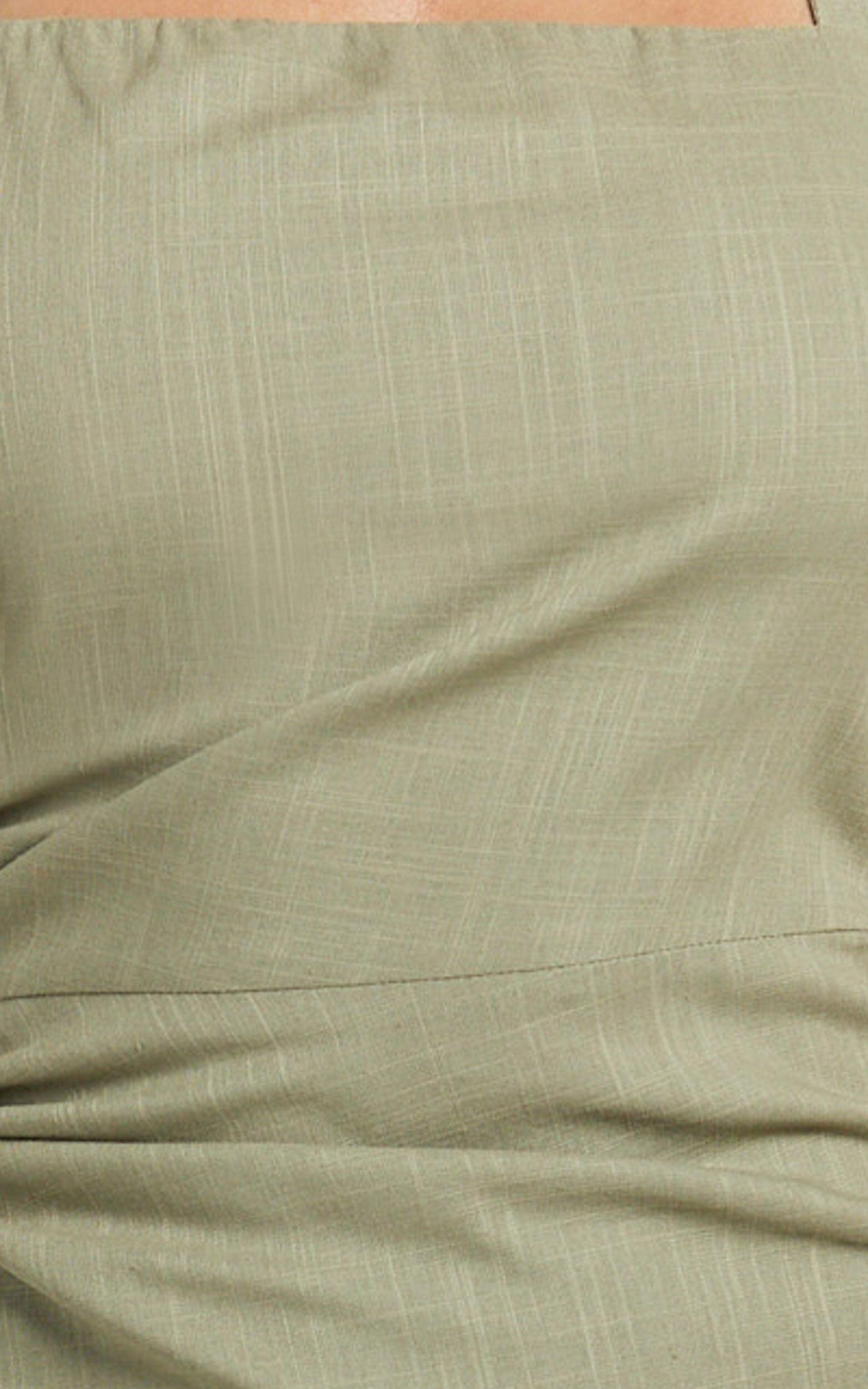 Myra Maxi Dress - Halter Ruched Side Dress in Olive Product Image