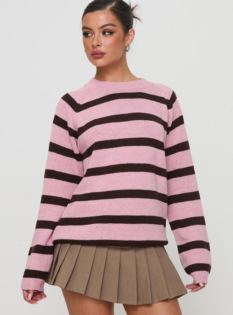 Jacquette Knit Sweater Pink / Brown Product Image