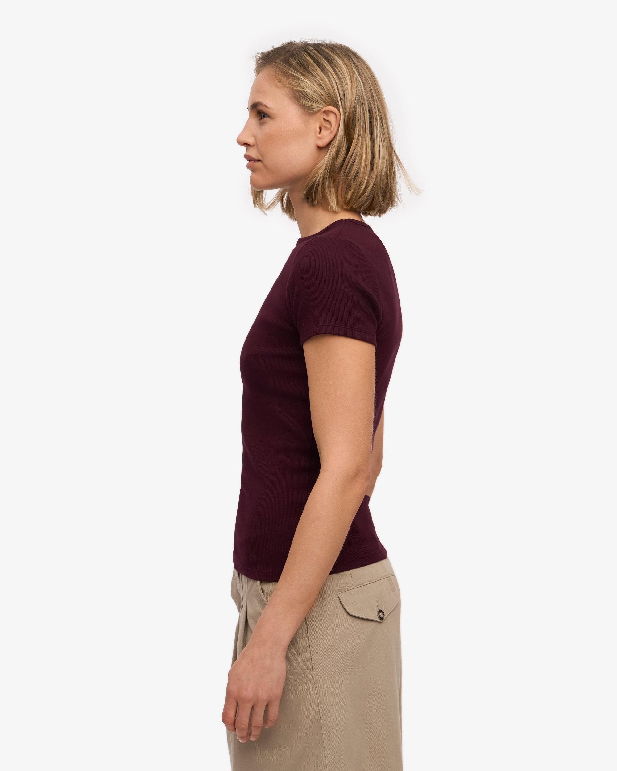Organic Rib T-Shirt - Oxblood Red Product Image