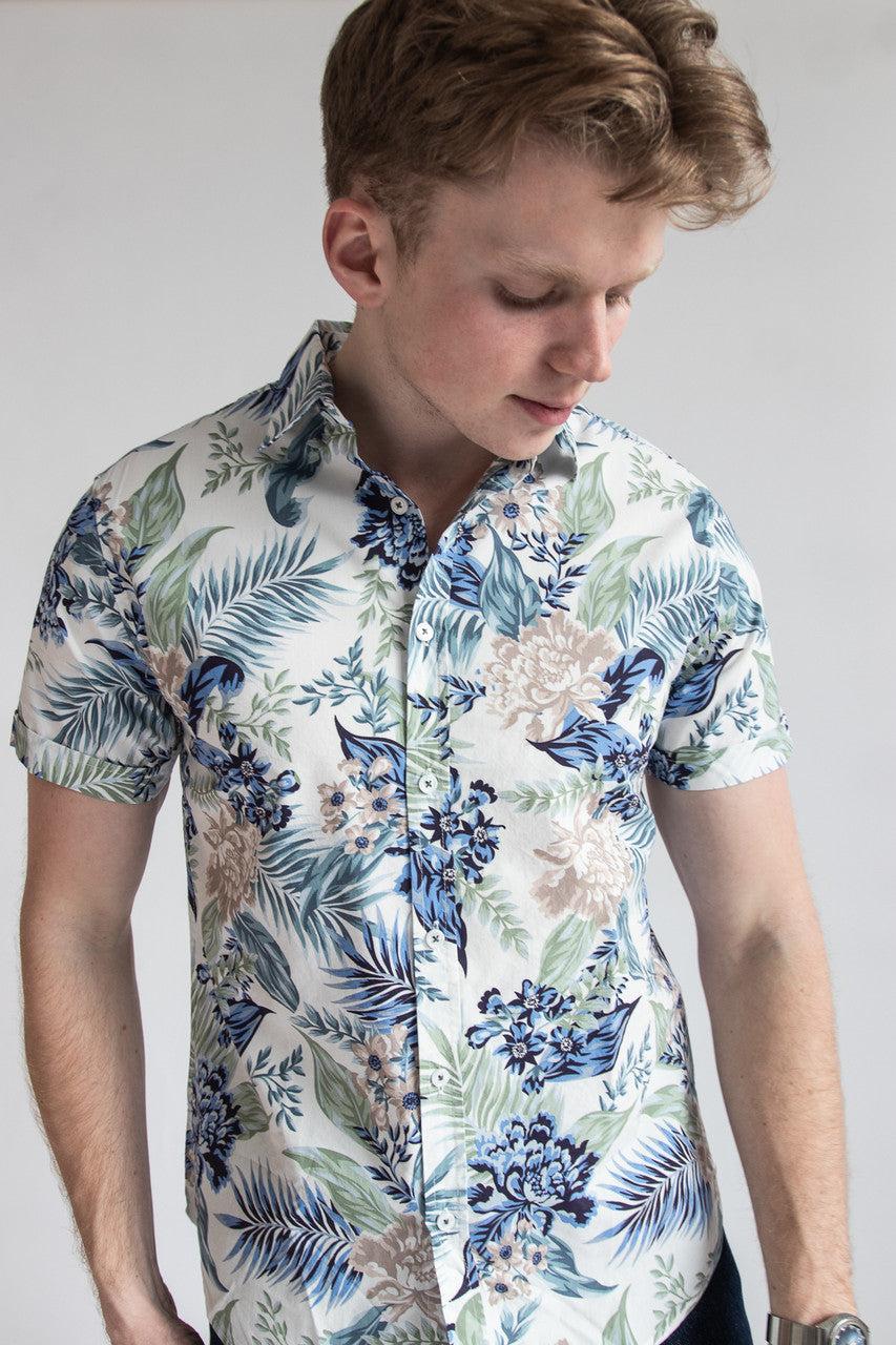 Muted Floral Palms Hawaiian Shirt Product Image
