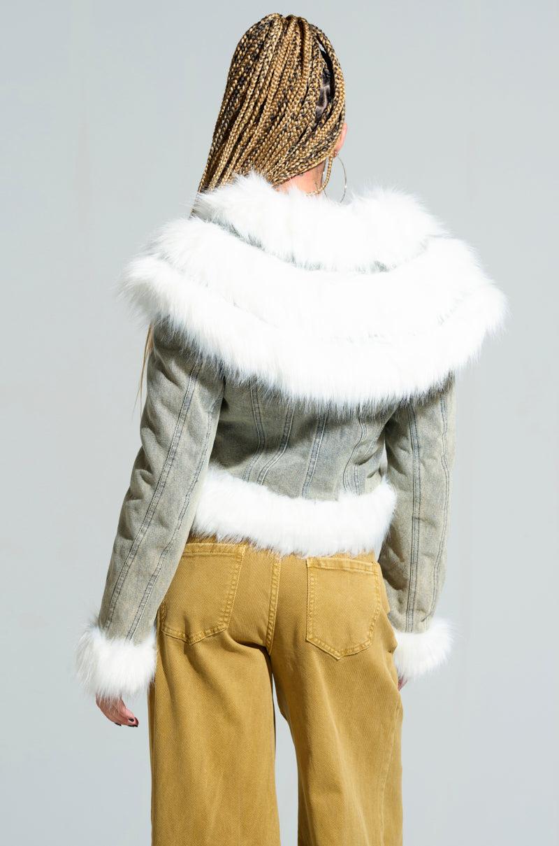 BELLA FUR TRIM DENIM MOTO Product Image