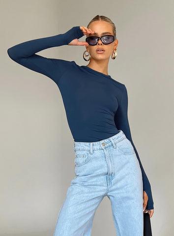 Farro Long Sleeve Top Navy Product Image