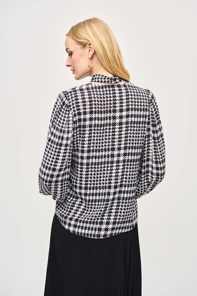 Georgette Plaid Puff Sleeve Top- Vanilla/ Multi Product Image