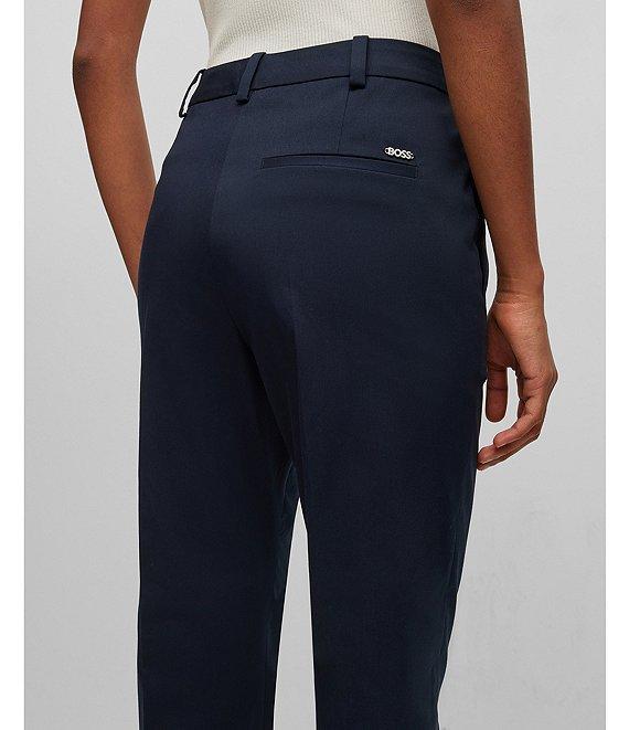 BOSS by Hugo Boss Tachinoa Classic Stretch Cotton Twill Tapered Slim Leg Pleated Ankle Pants Product Image