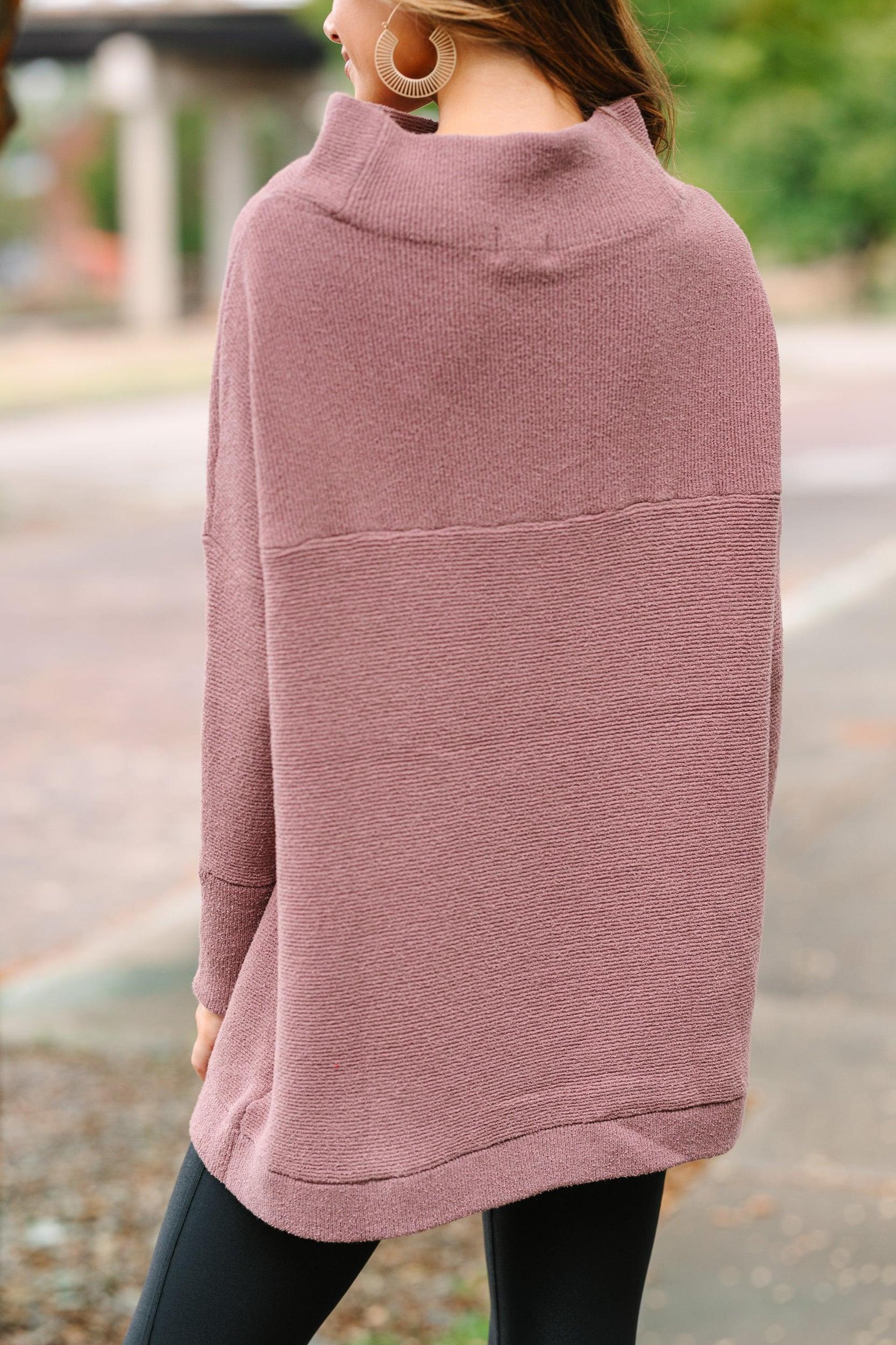 The Slouchy Chestnut Brown Mock Neck Tunic Female Product Image
