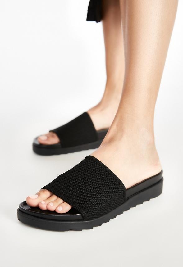 JustFab Margaux Platform Loafer Pump Womens Black/ White Size 8.5 Product Image