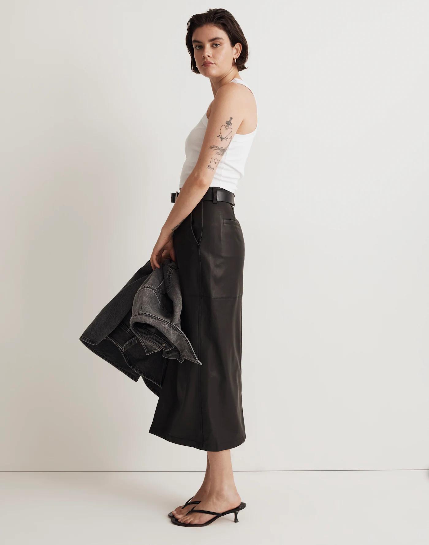 Leather Midi Skirt Product Image