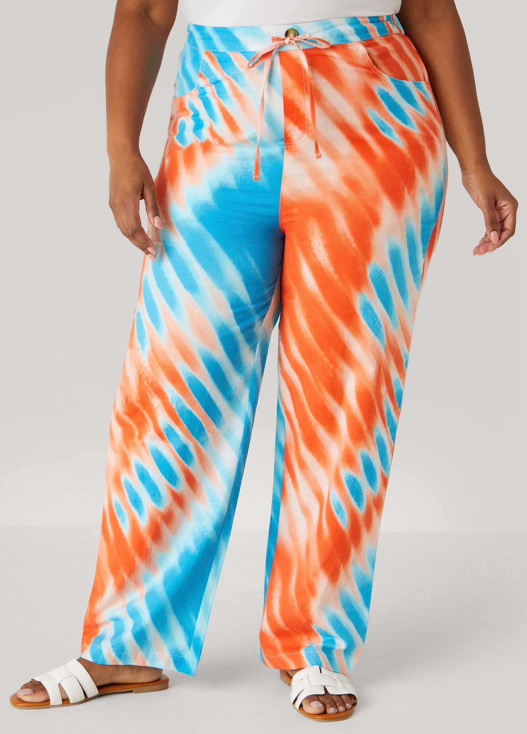 Tie Dyed Linen And Cotton Pants Product Image