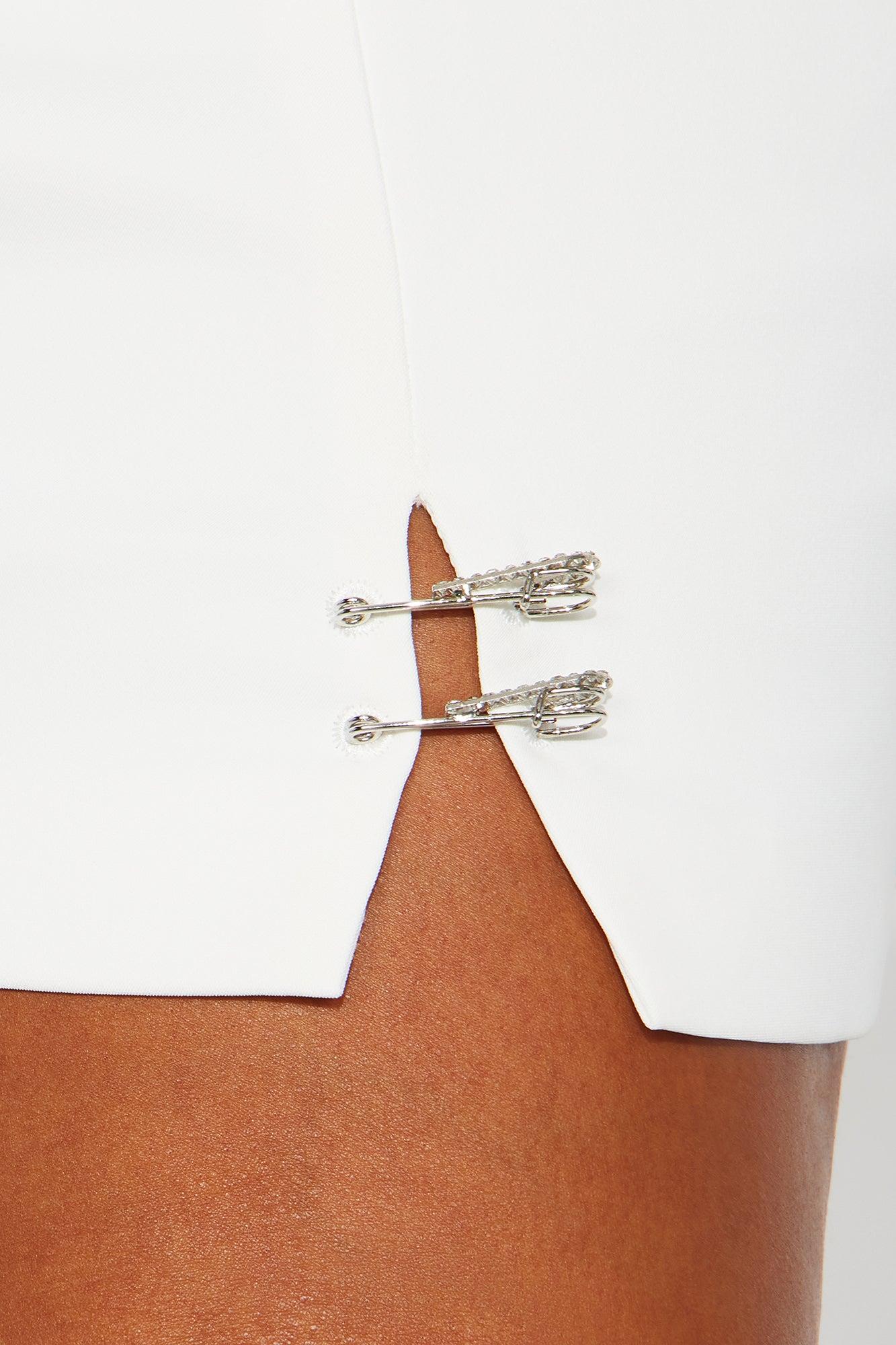 Pinned Perfection Mini Skirt - White Female Product Image