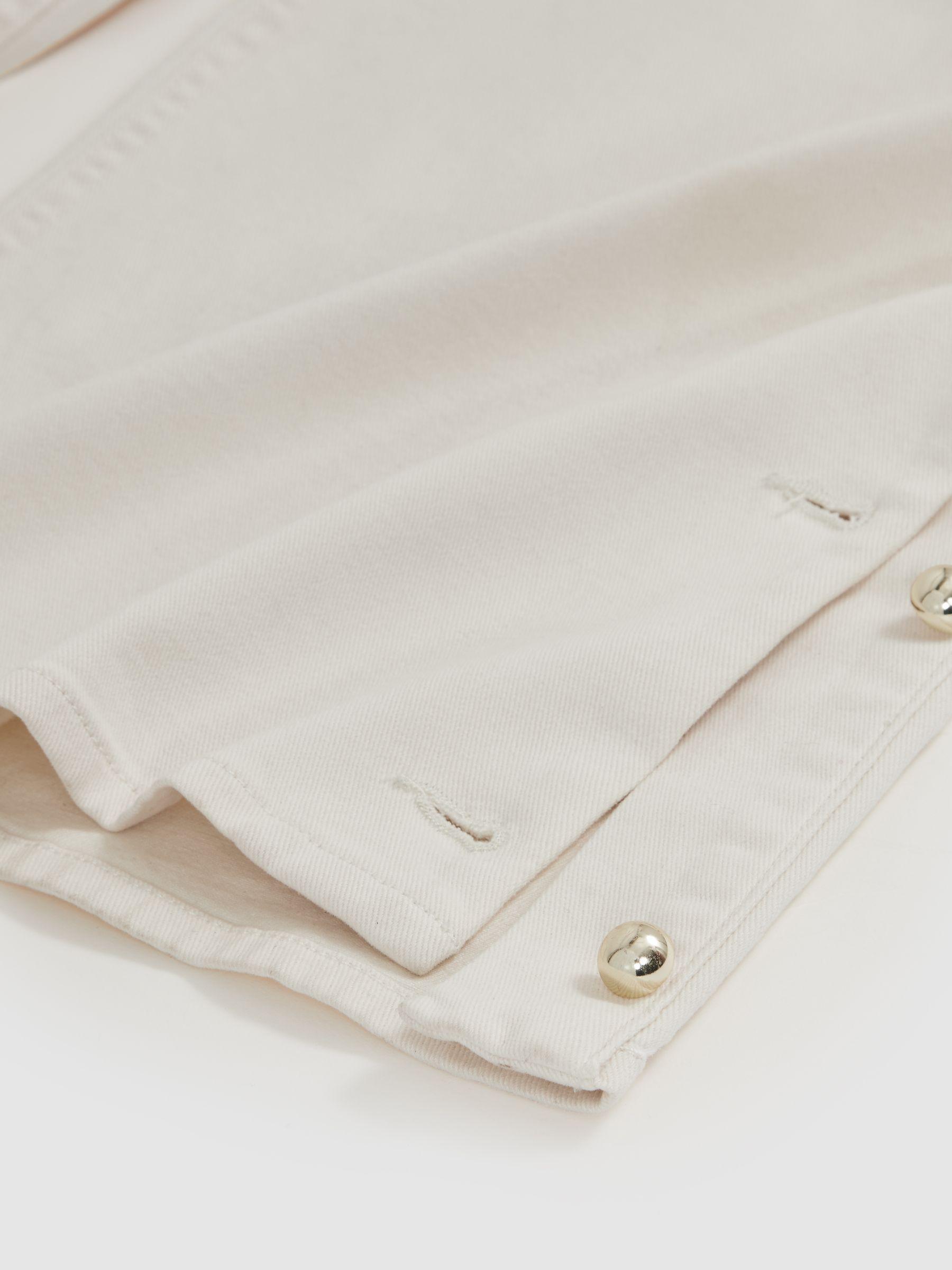 Petite Side Button Wide Leg Jeans in Cream Product Image