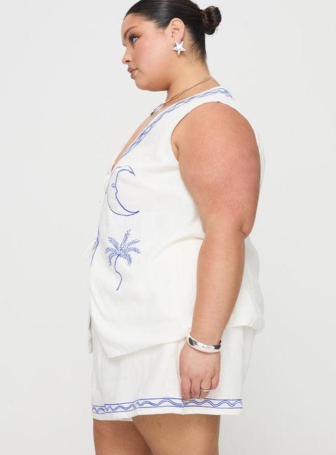 Sun And Palm Trees Vest Set White / Blue Curve Product Image
