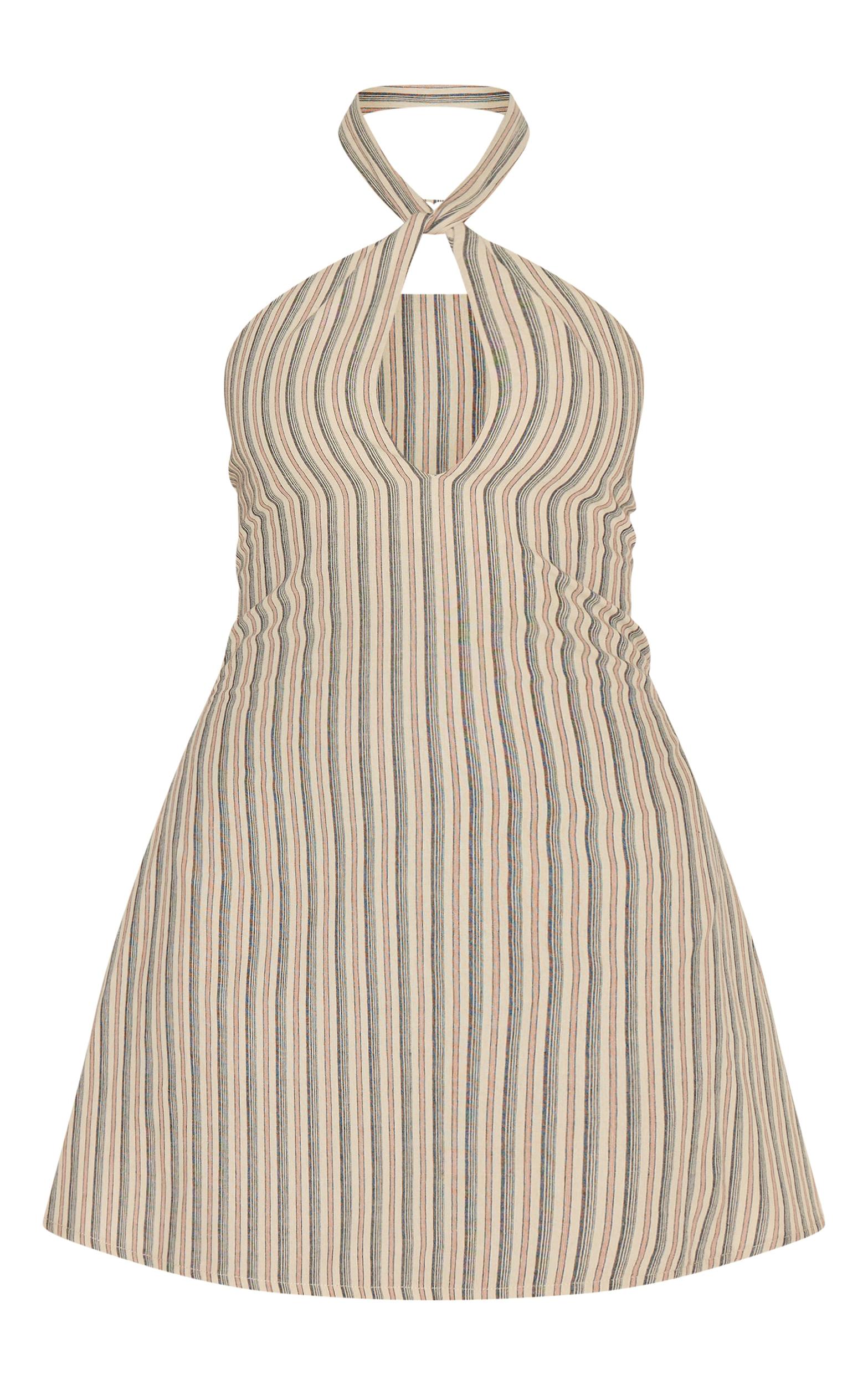 Stone Striped Halterneck Shift Dress Product Image