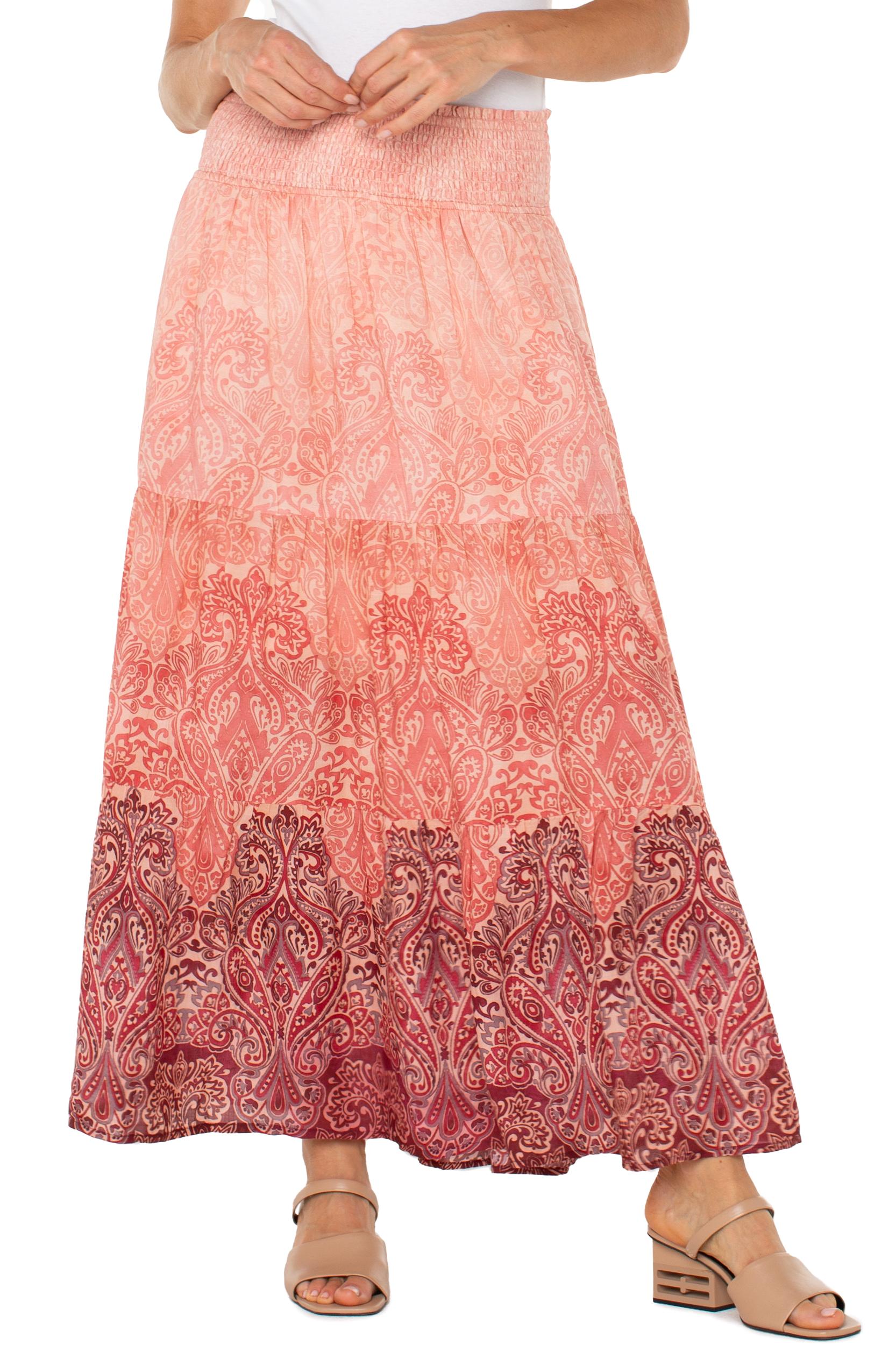 Tiered Woven Maxi Skirt With Smocked Waist Product Image