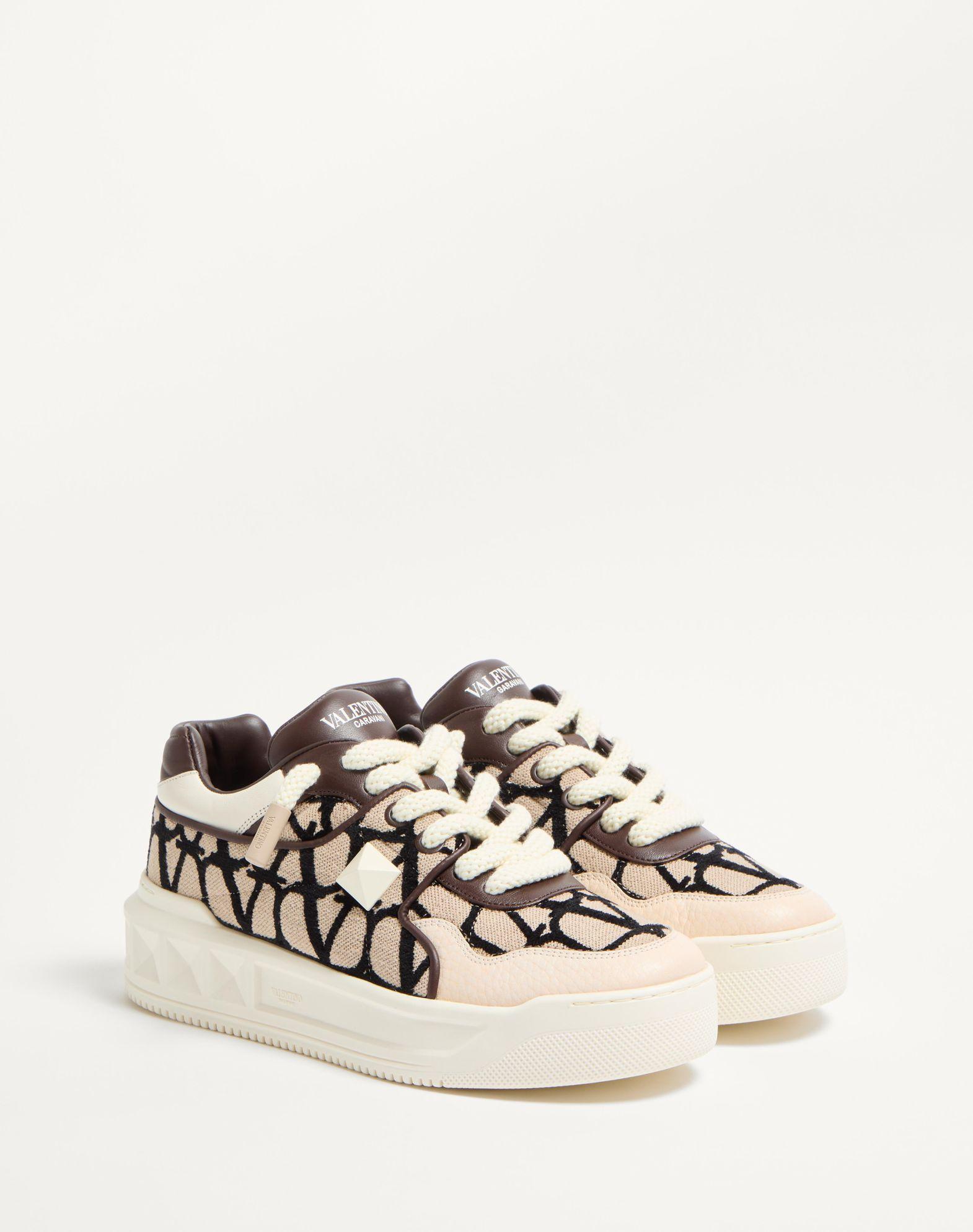 One Stud Xl Low-Top Sneaker In Nappa Leather And Toile Iconographe Fabric Product Image