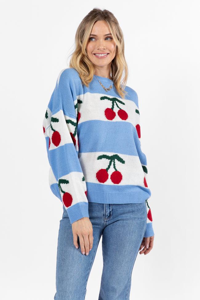 The Cherry On Top Blue Sweater FINAL SALE Product Image
