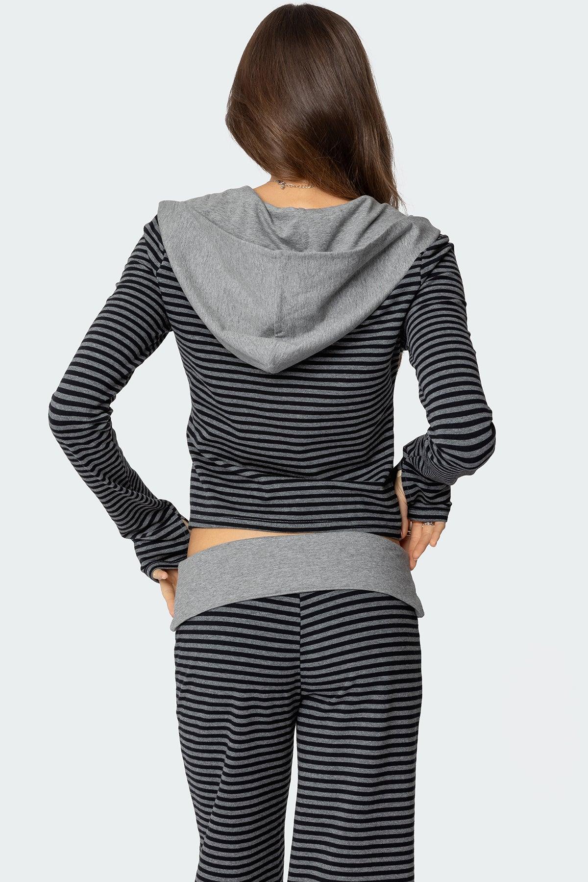Meggy Striped Zip Up Hoodie Product Image