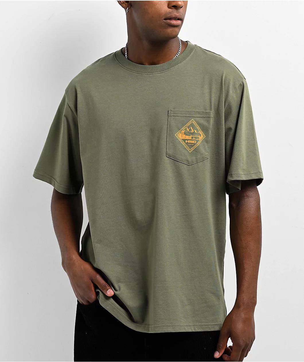 Herschel Supply Co. Skyline Olive Green Pocket T-Shirt Product Image