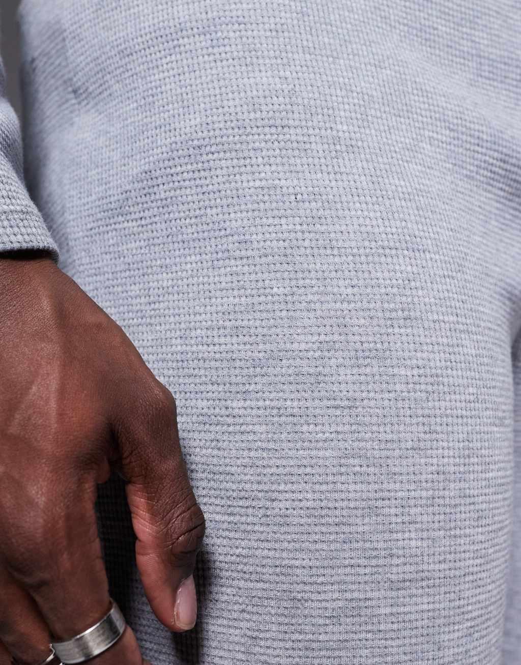 BOSS Bodywear Waffle logo cuffed sweatpants in gray - part of a set Product Image