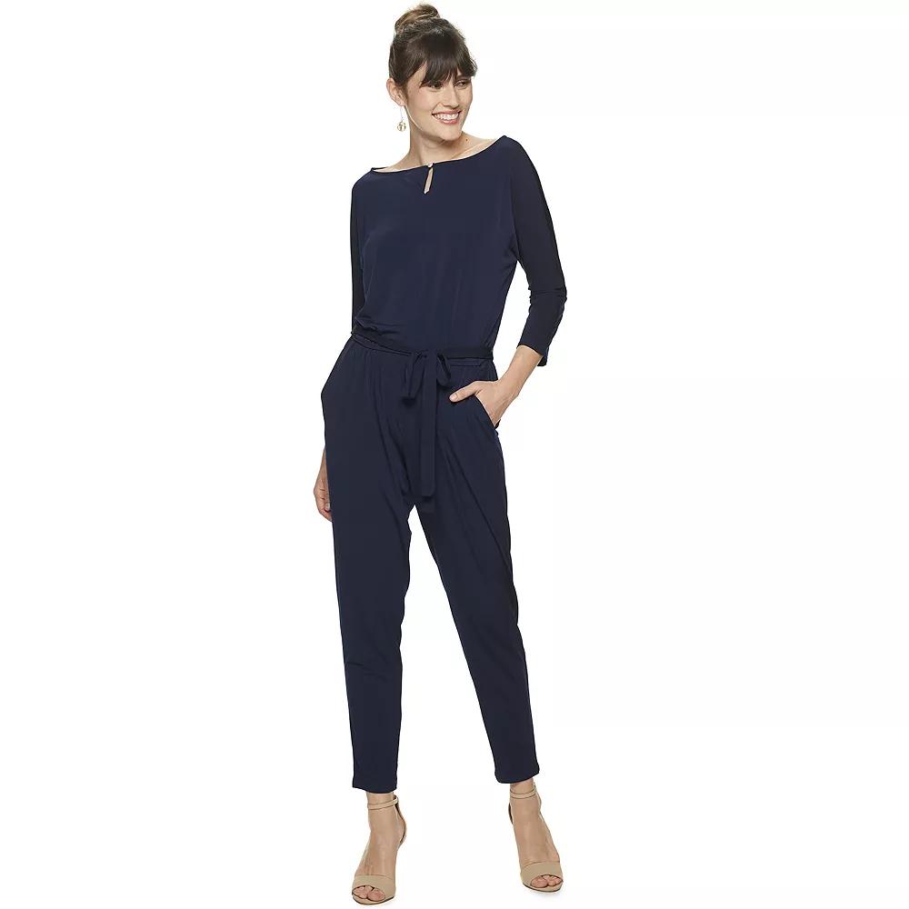 Women's Nina Leonard Solid Ankle Jumpsuit,  Product Image