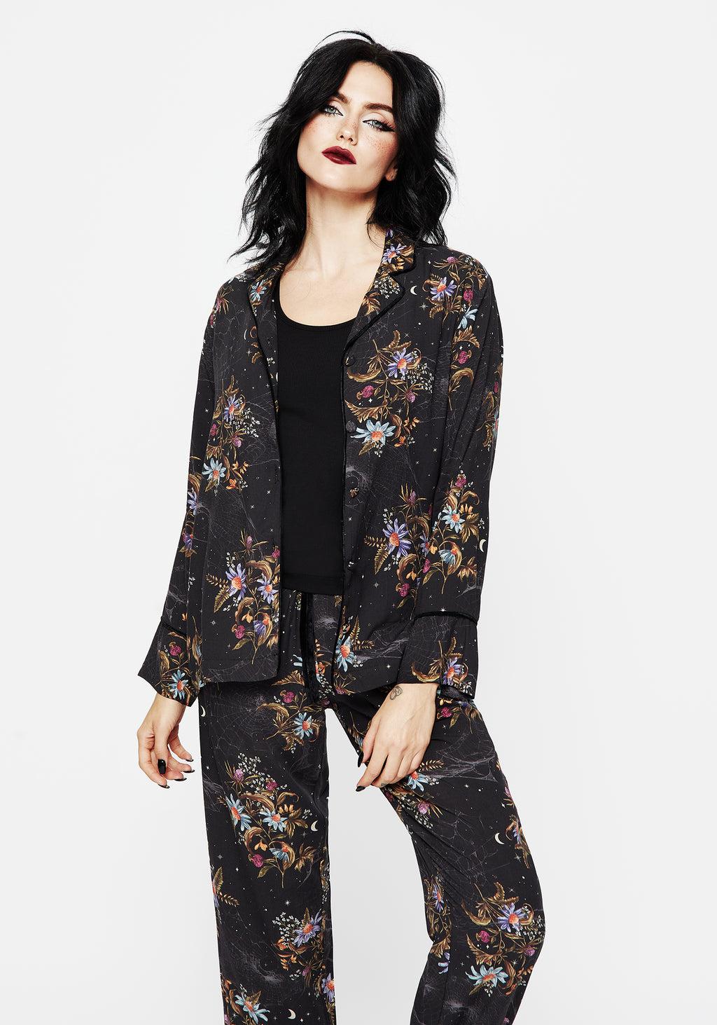 Cleome Floral Spiderweb Button Up Pyjama Top Product Image