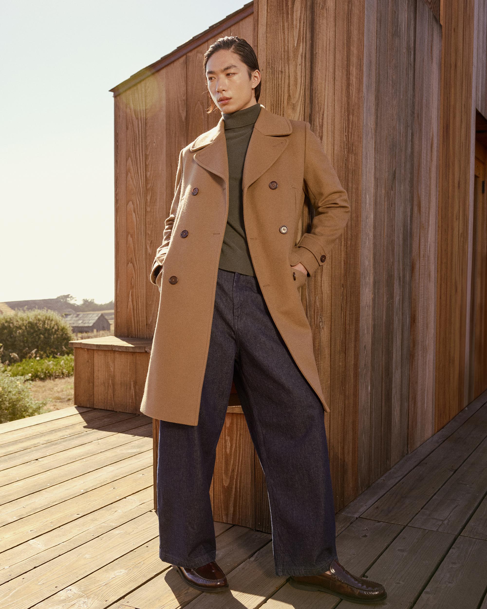 Quince | Men's Italian Wool Double-Breasted Officer Topcoat Wool/Nylon Product Image