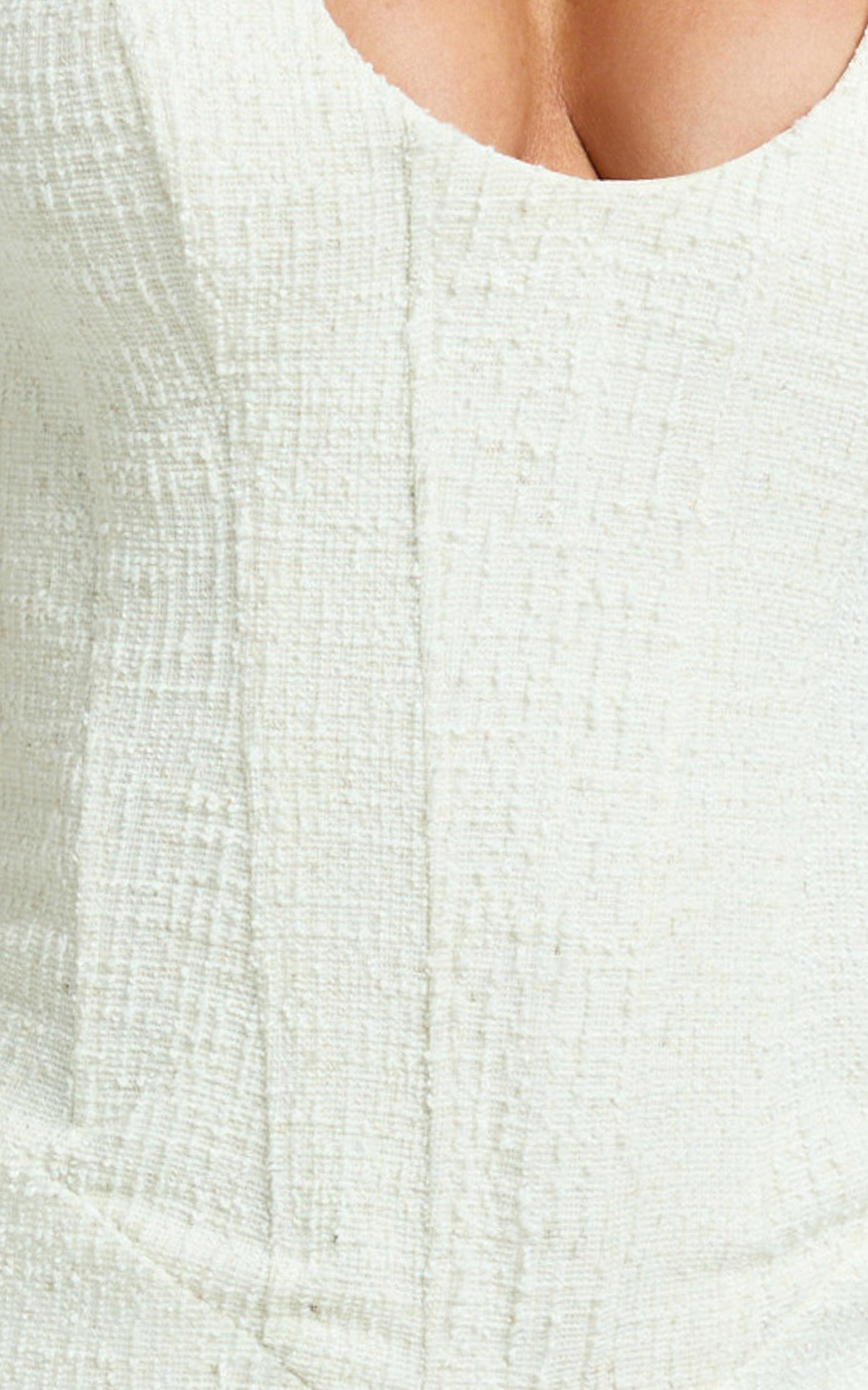 Landon Mini Dress - Scoop Neck Racer Back Tulip Dress in Off White Product Image