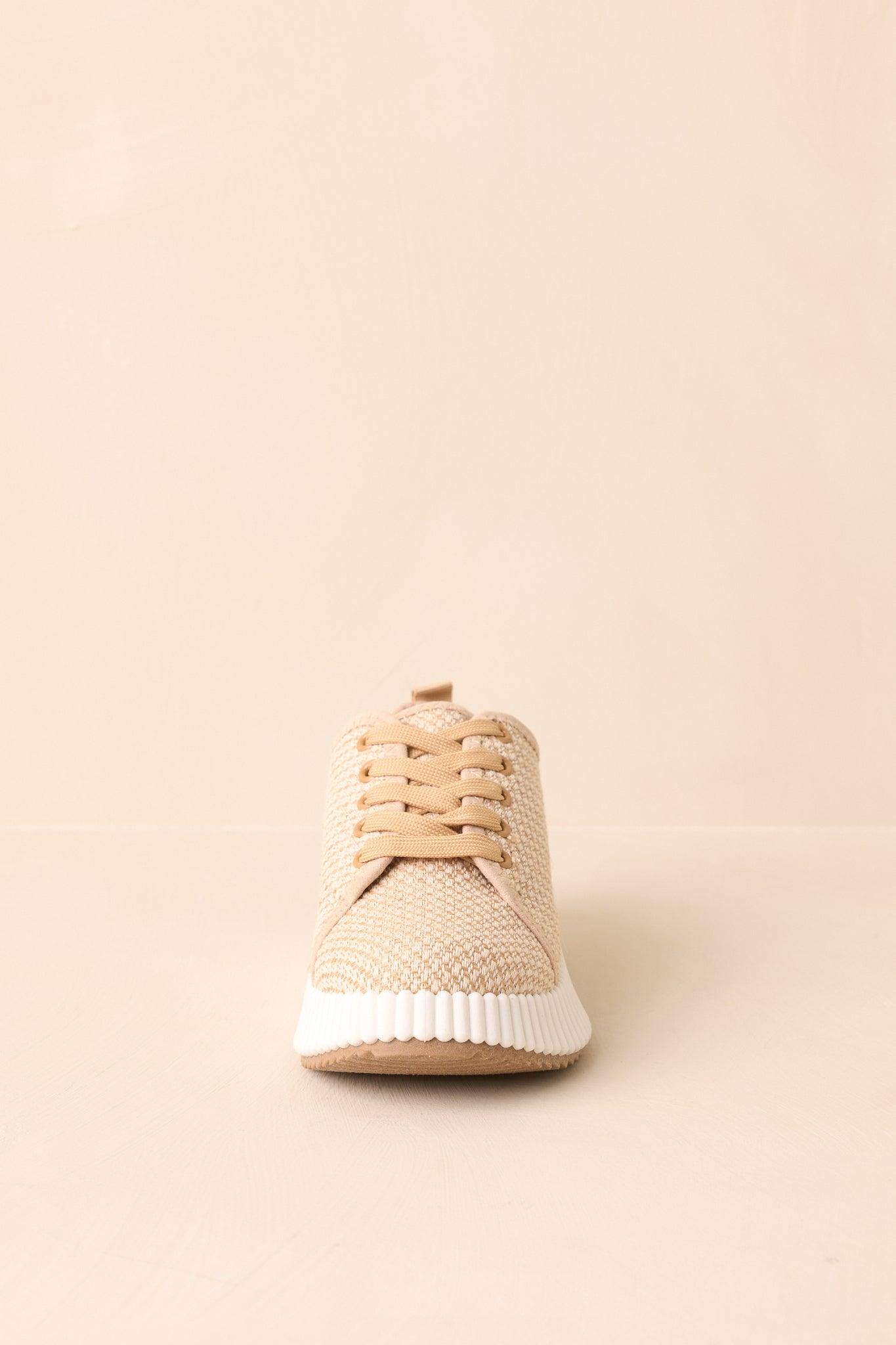 Life In The Fast Lane Tan Woven Platform Sneakers Product Image