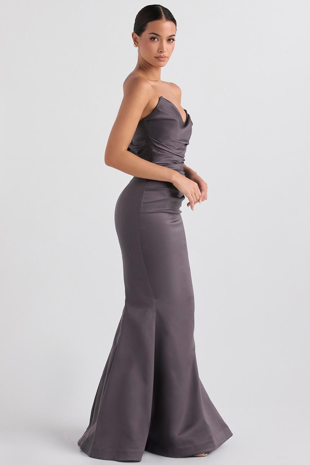 Fleur  shadow satin strapless gown Product Image