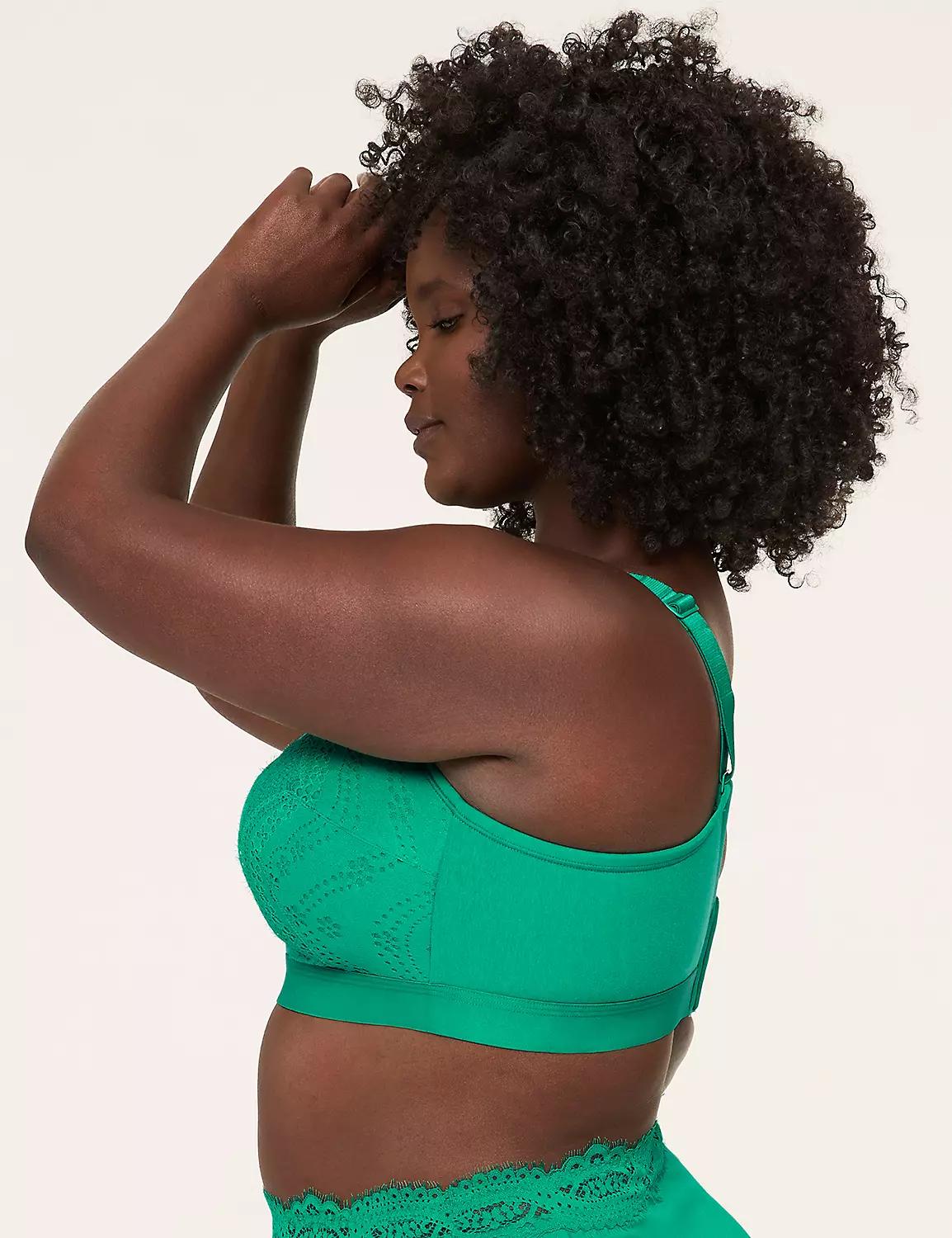 Cotton Lightly Lined No-Wire Bra With Lace Product Image