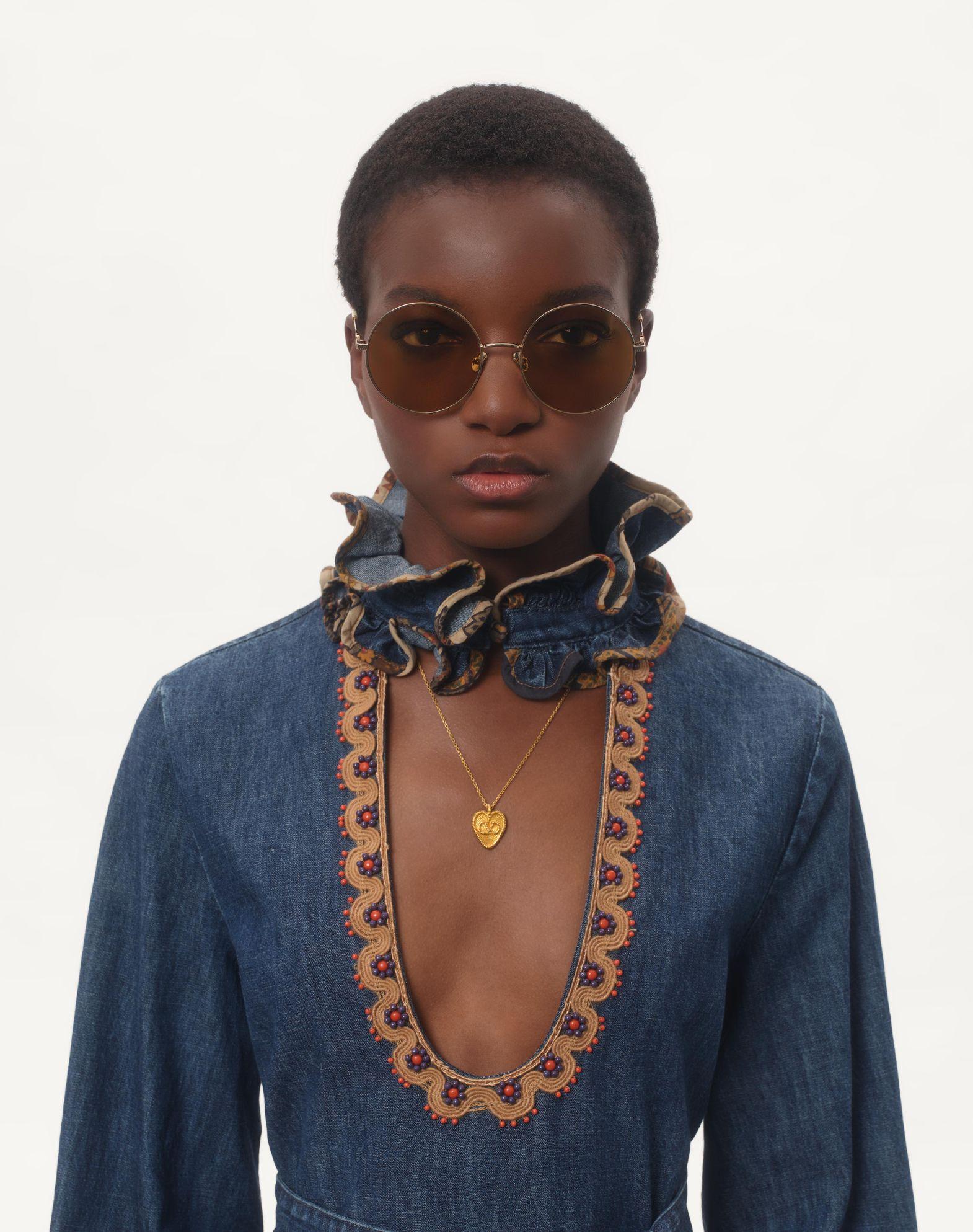 Embroidered Chambray Denim Top  Product Image