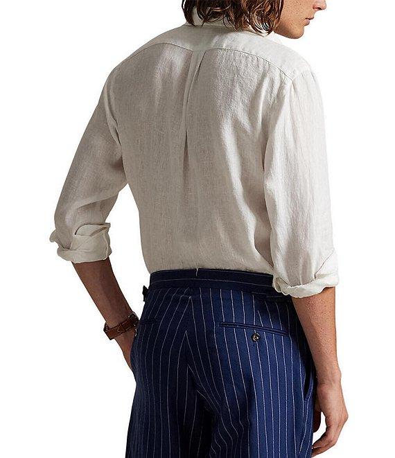 Polo Ralph Lauren Piece Dye Solid Linen Long Sleeve Woven Shirt Product Image