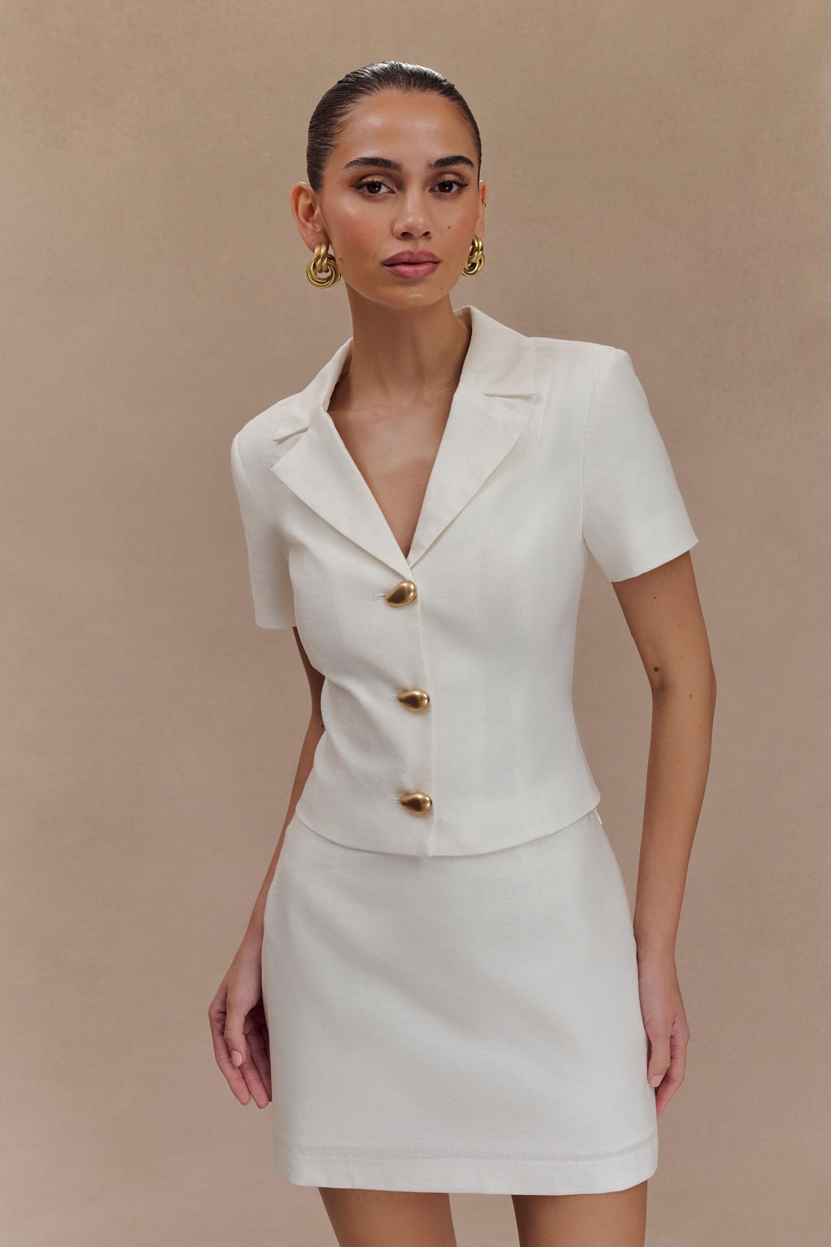 Ciara Linen Mini Skort - White Product Image