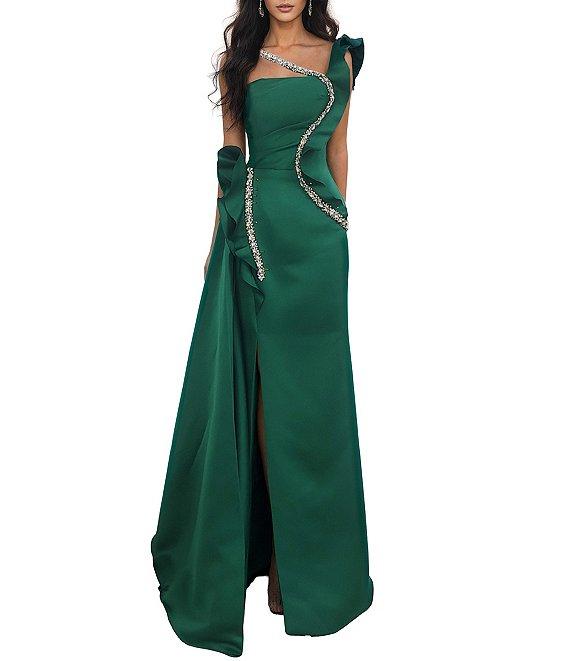 Terani Couture Asymmetric One Shoulder Beaded Gown Product Image