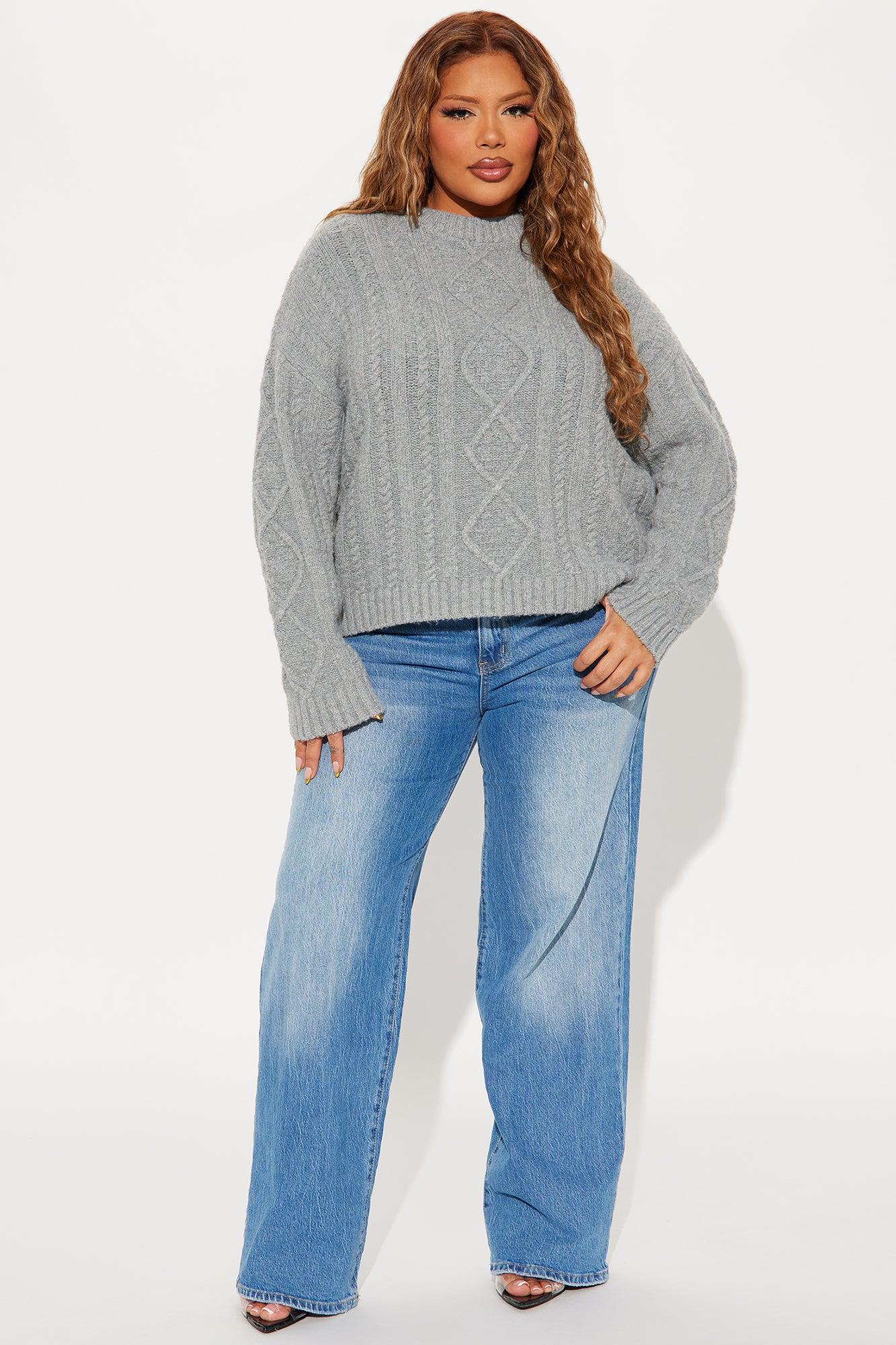 Winter Nights Cable Knit Sweater - Grey Product Image