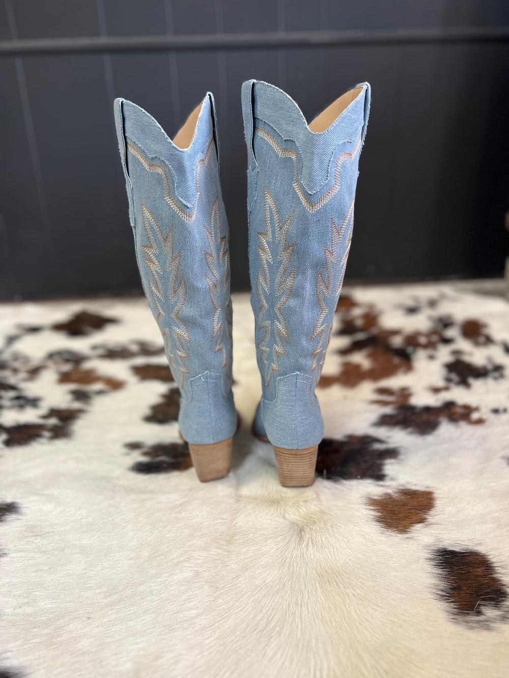 Miim Indigo Denim Boots Product Image