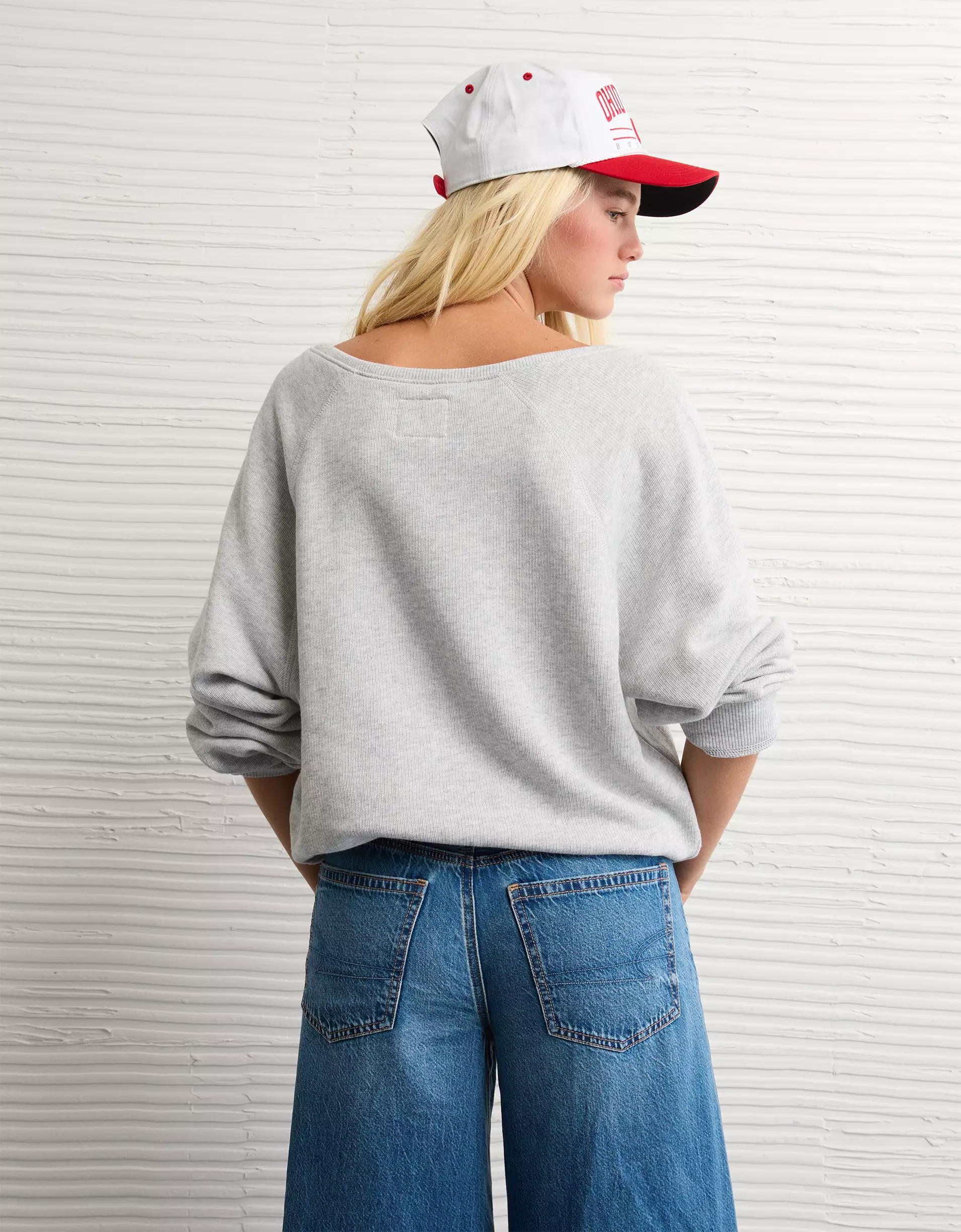 AE Ohio State Buckeyes Graphic Off The Shoulder Sweatshirt Product Image