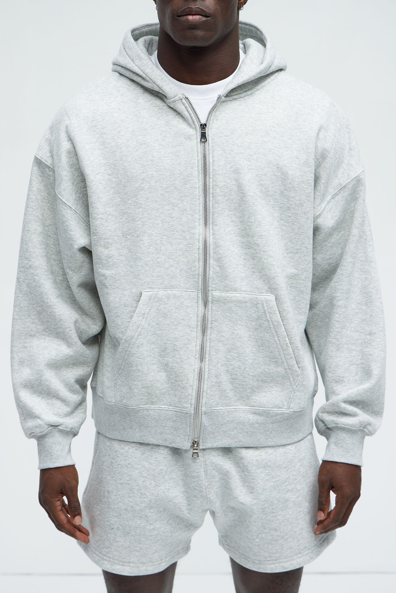 Tyson Oversized Heavyweight Zip Up - Heather Grey Product Image