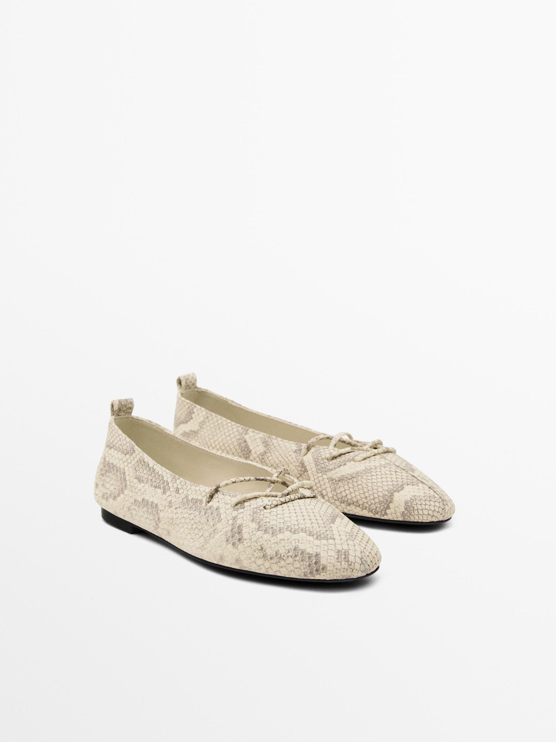 Lace-up printed ballet flats Product Image