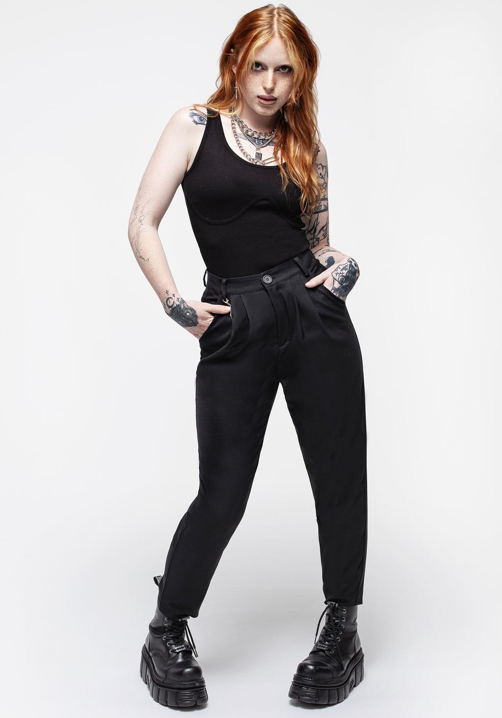 Malverde High Waist Tapered Trousers - Black Product Image