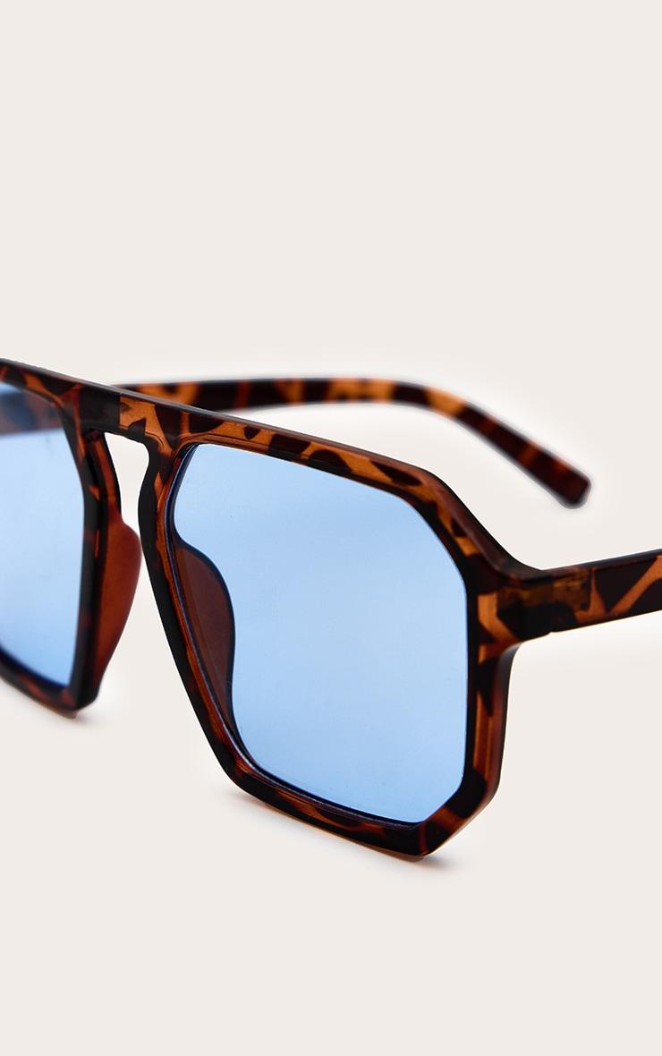 Tortoiseshell Blue Lens Aviator Sunglasses Product Image
