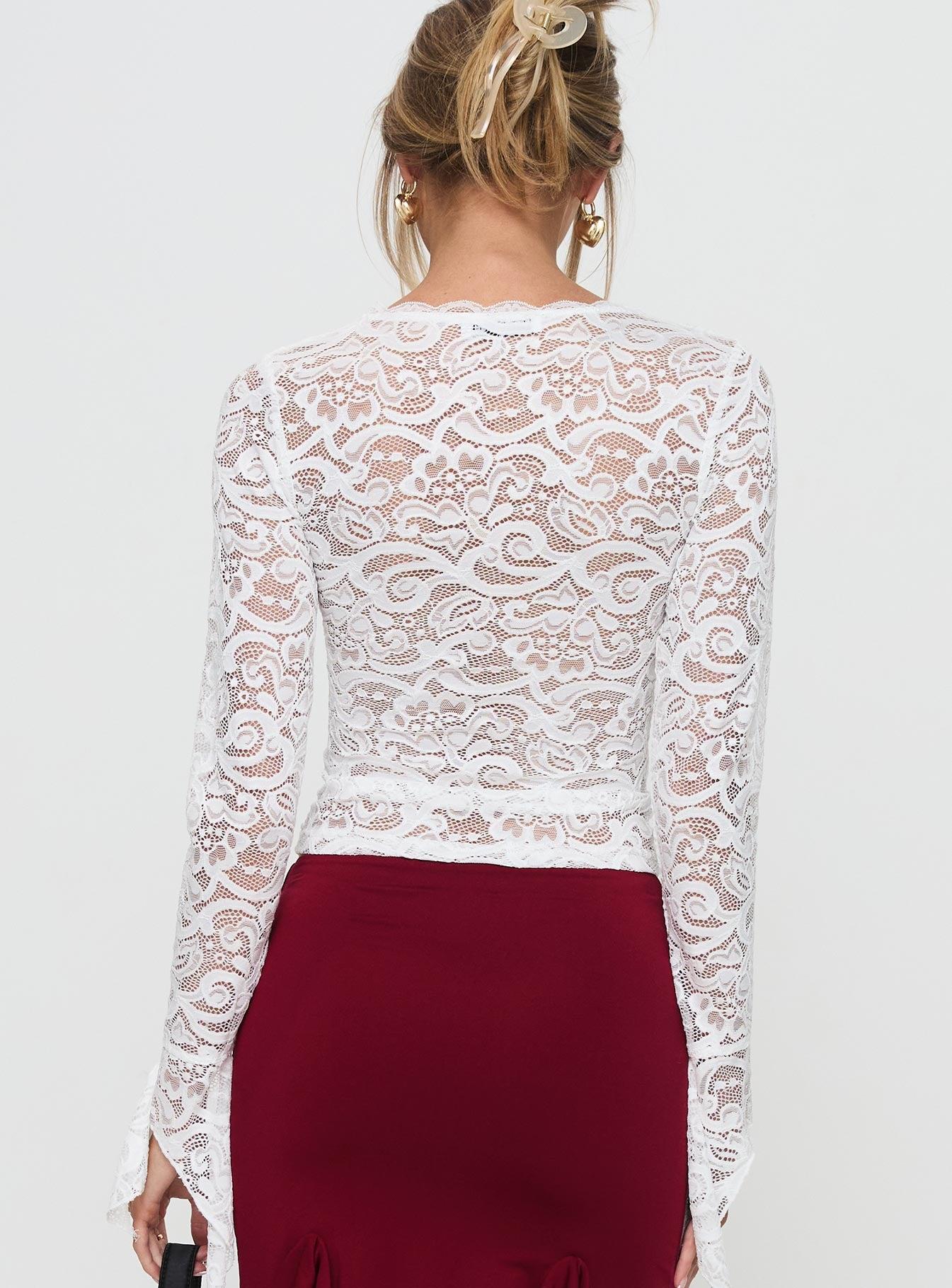Honeymoon Lace Top White Product Image