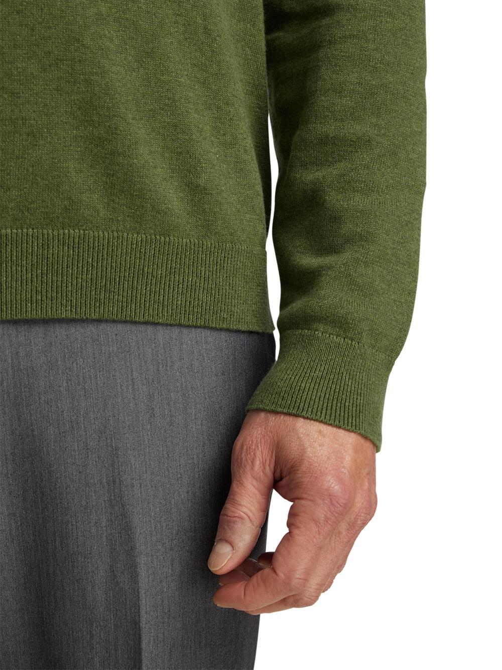 Supima Cotton Quarter Zip Mock Neck Sweater - Olive Product Image