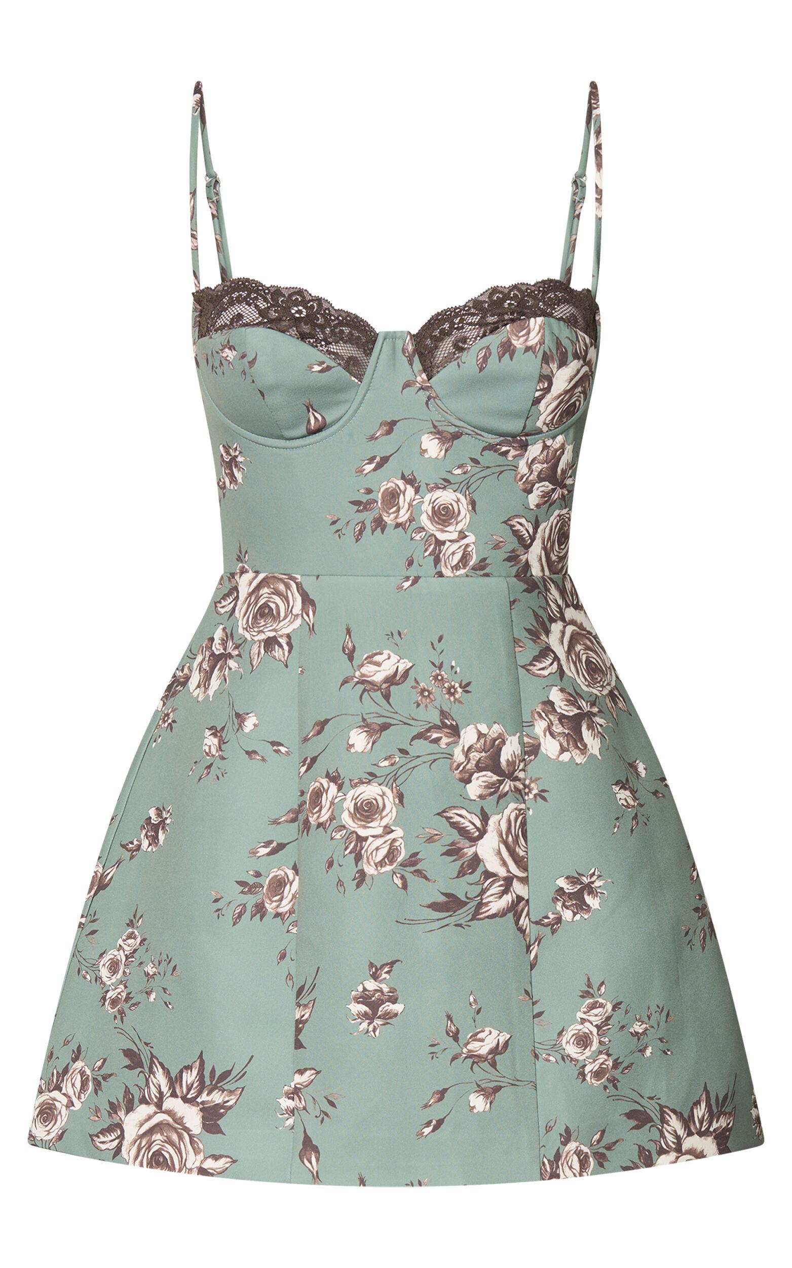 Benson Mini Dress - Sweetheart Fit And Flare Tulip Dress in Botanical Bliss Product Image