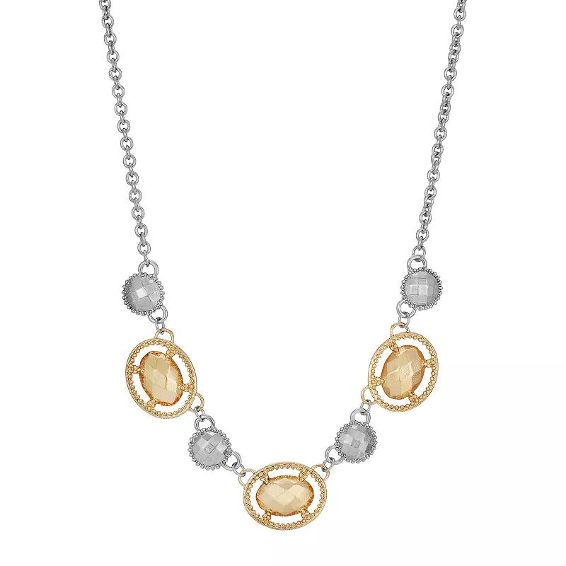 1928 Gold Tone Multi-Color Simulated Pearl Chain Strand Necklace, Women's, White Product Image