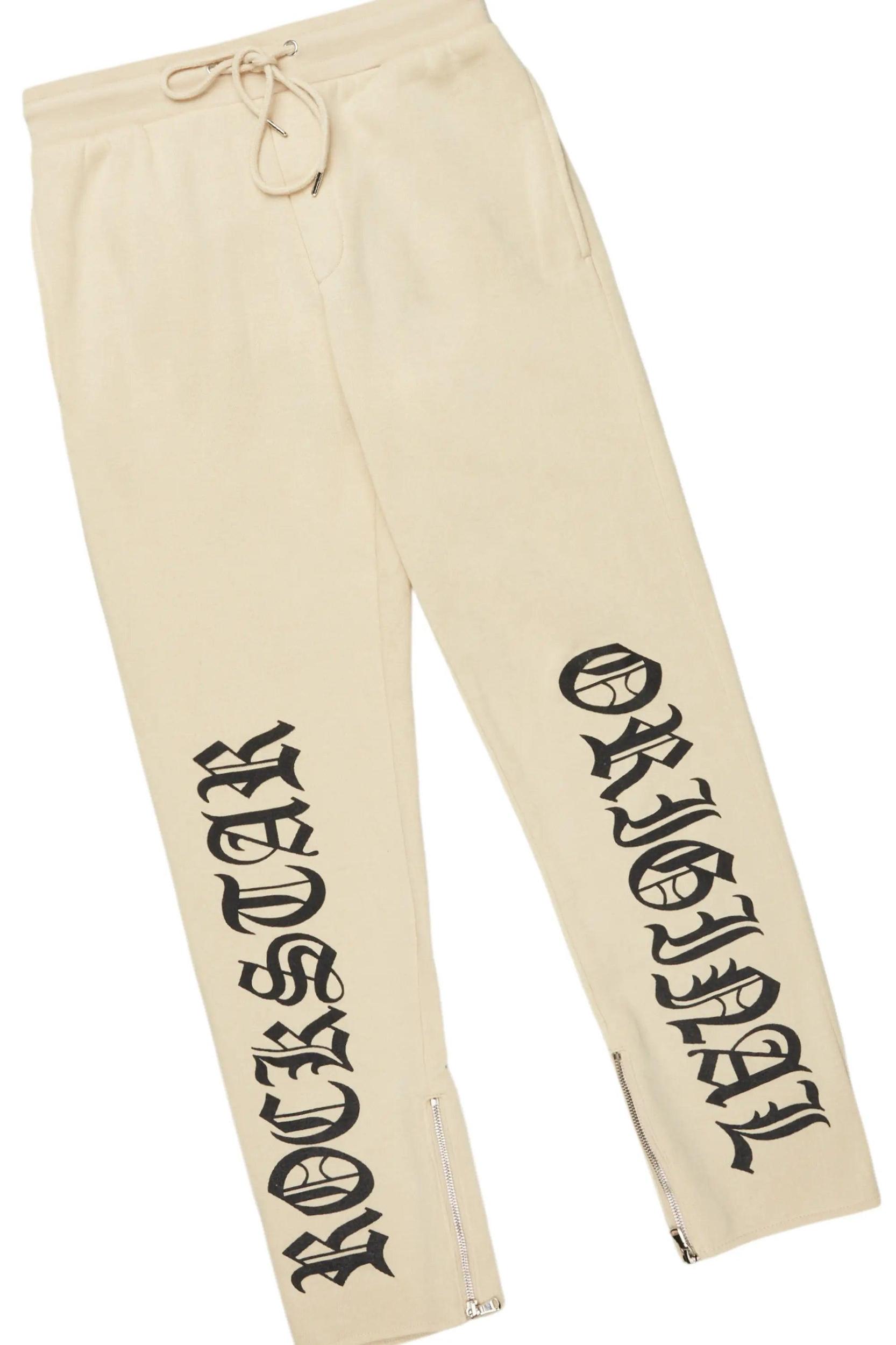 Alonzo Beige Slim Fit Hoodie Track Set Male Product Image