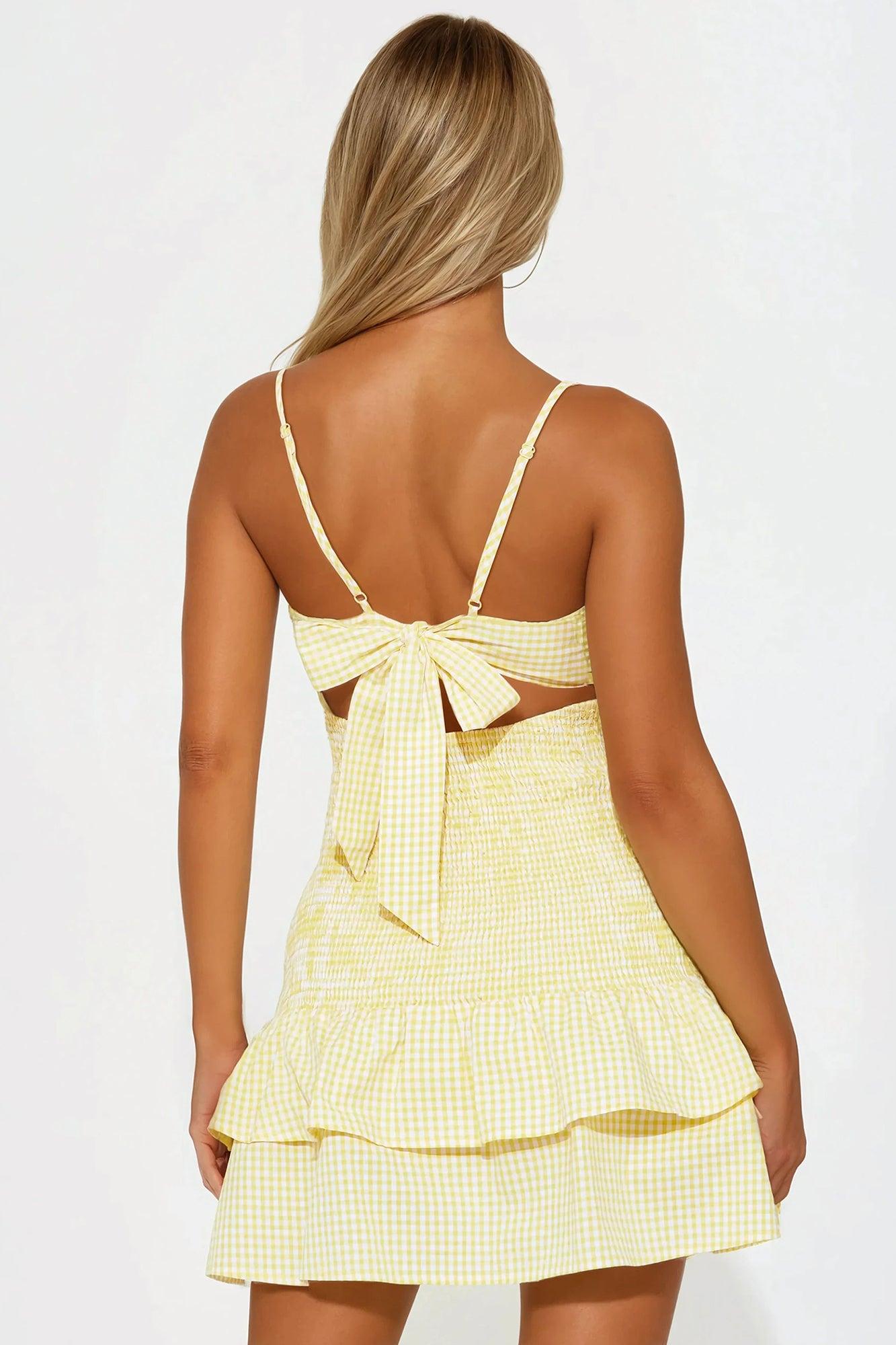Ray of Sunshine Gingham Mini Dress - Yellow Product Image