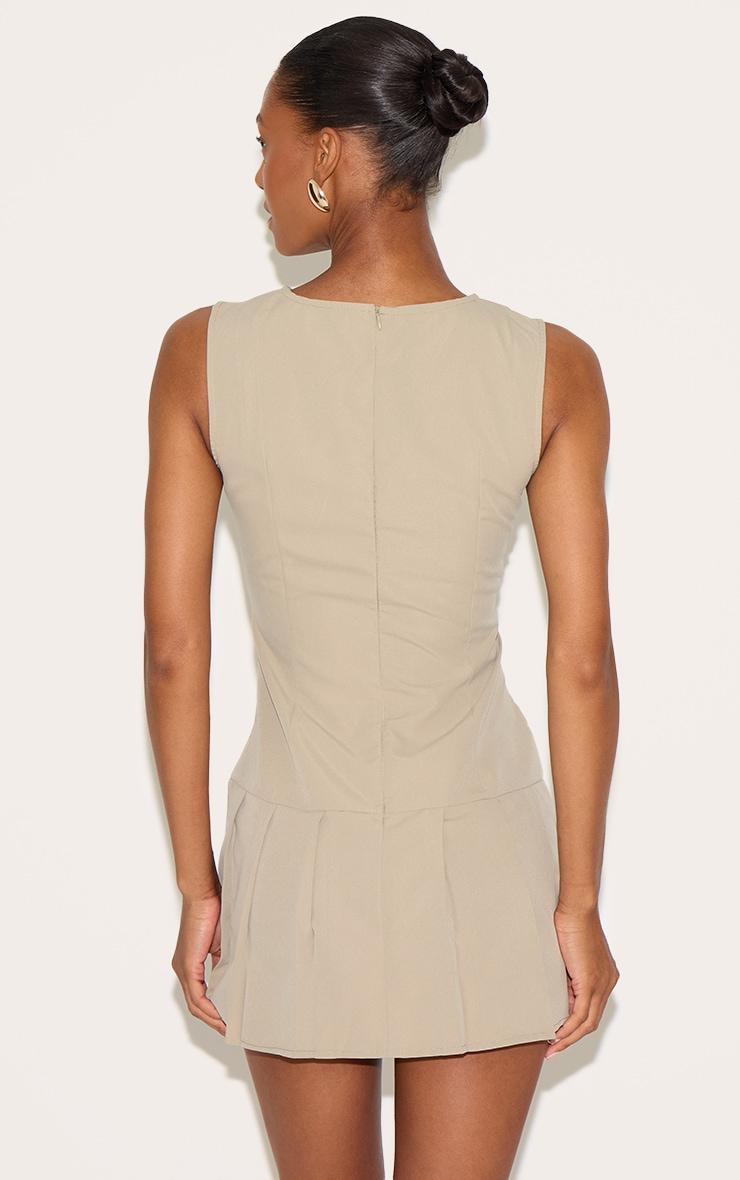 Clay Button Down Pleated Hem Shift Dress Product Image