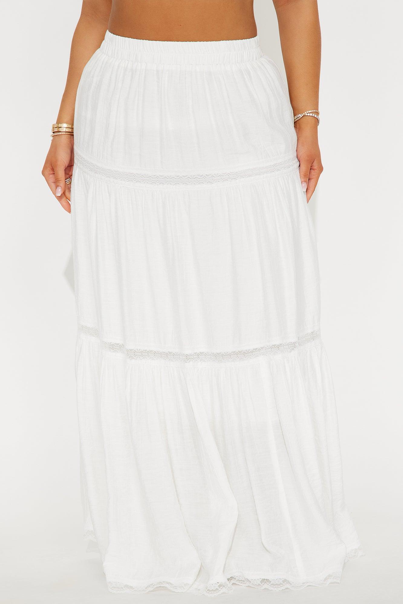 Natalia Tiered Gauze Maxi Skirt - White Product Image
