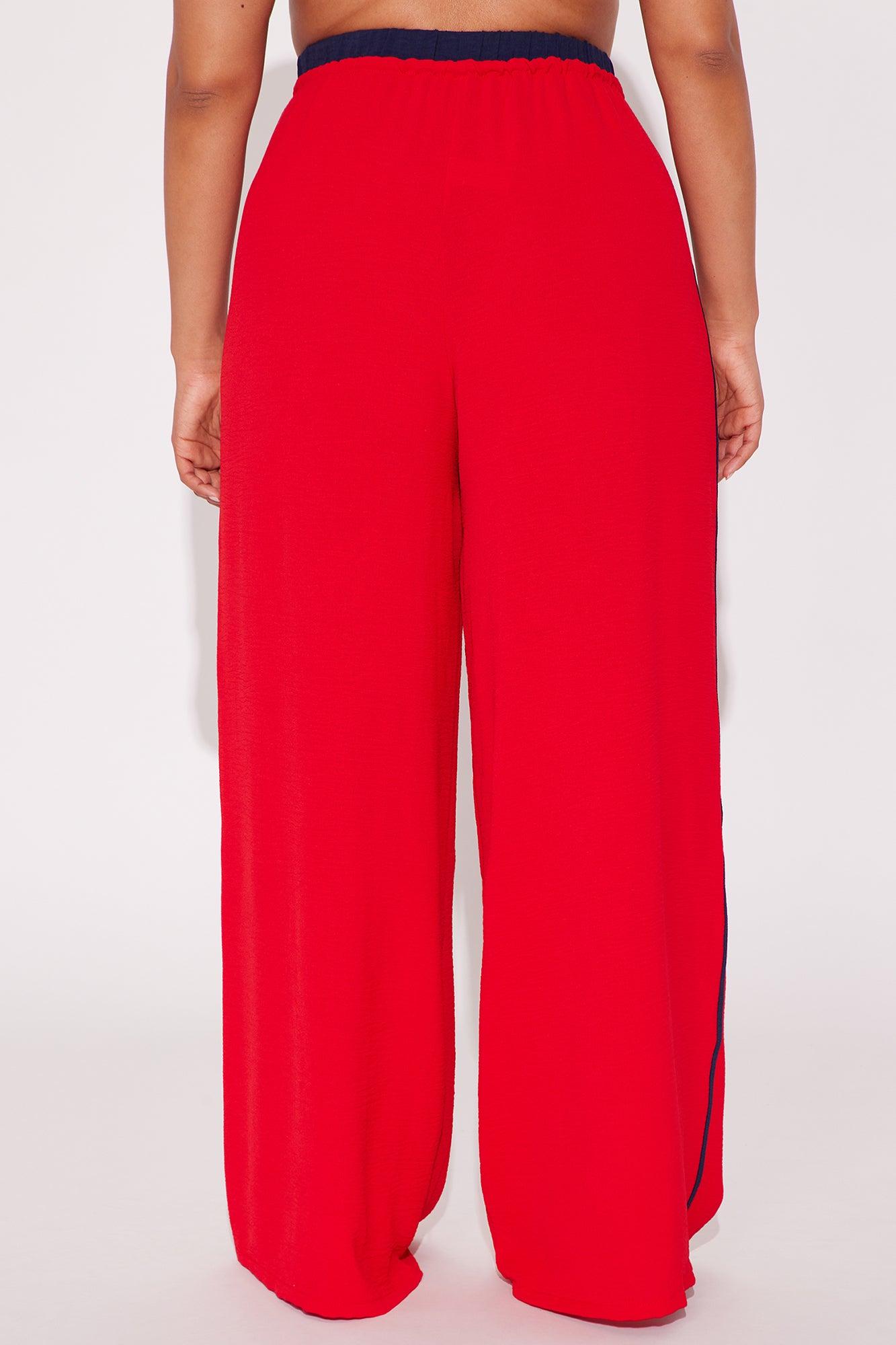 Dana Double Waistband Track Pant - Red Product Image